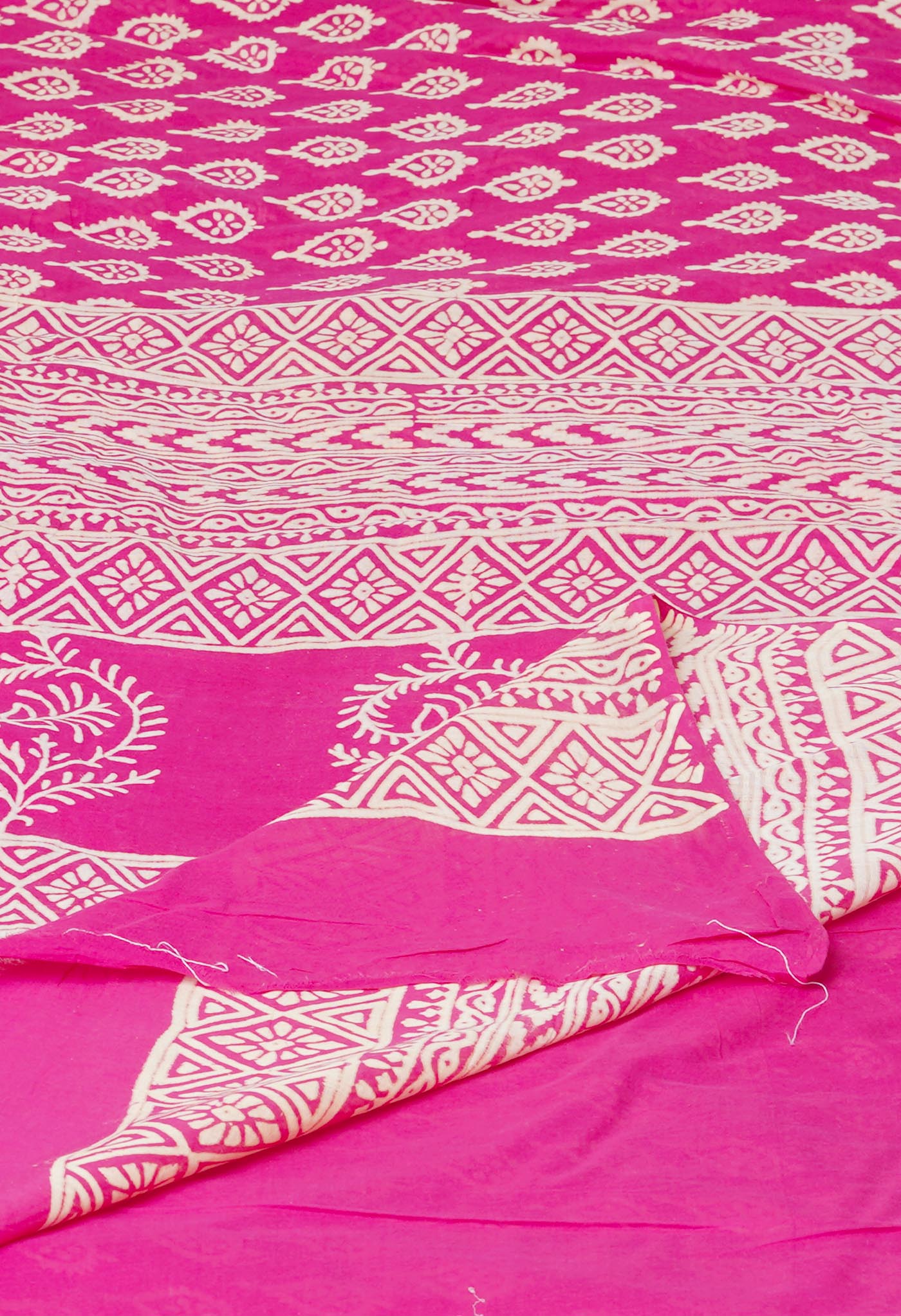 Pink Pure Hand Block Printed Soft Cotton Saree