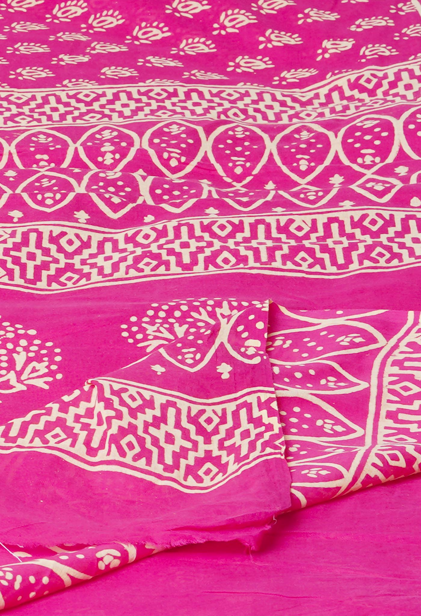 Pink Pure Hand Block Printed Soft Cotton Saree