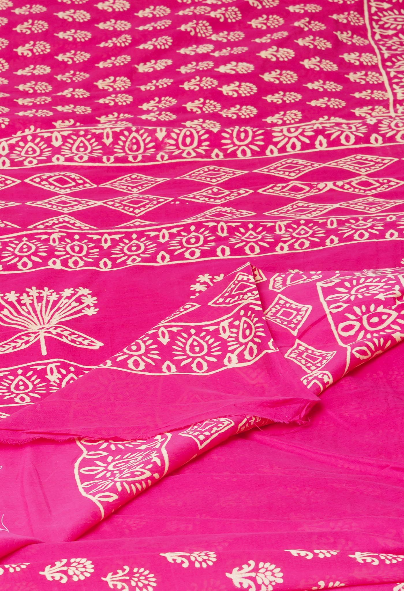 Pink Pure Hand Block Printed Soft Cotton Saree