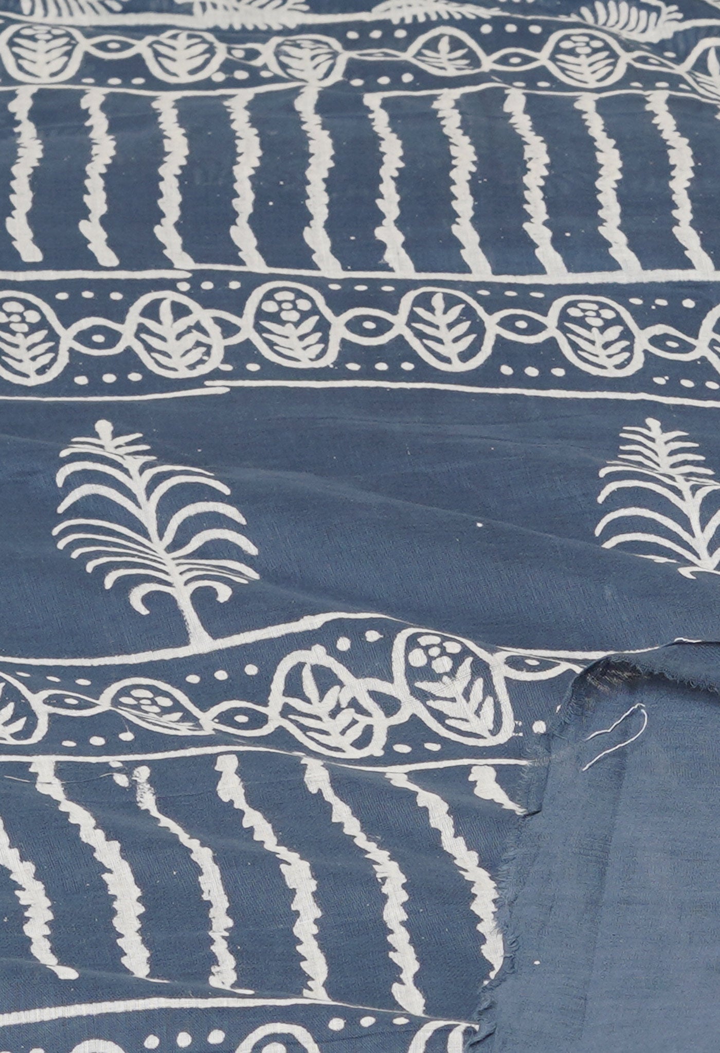 Grey Pure Hand Block Printed Soft Cotton Saree