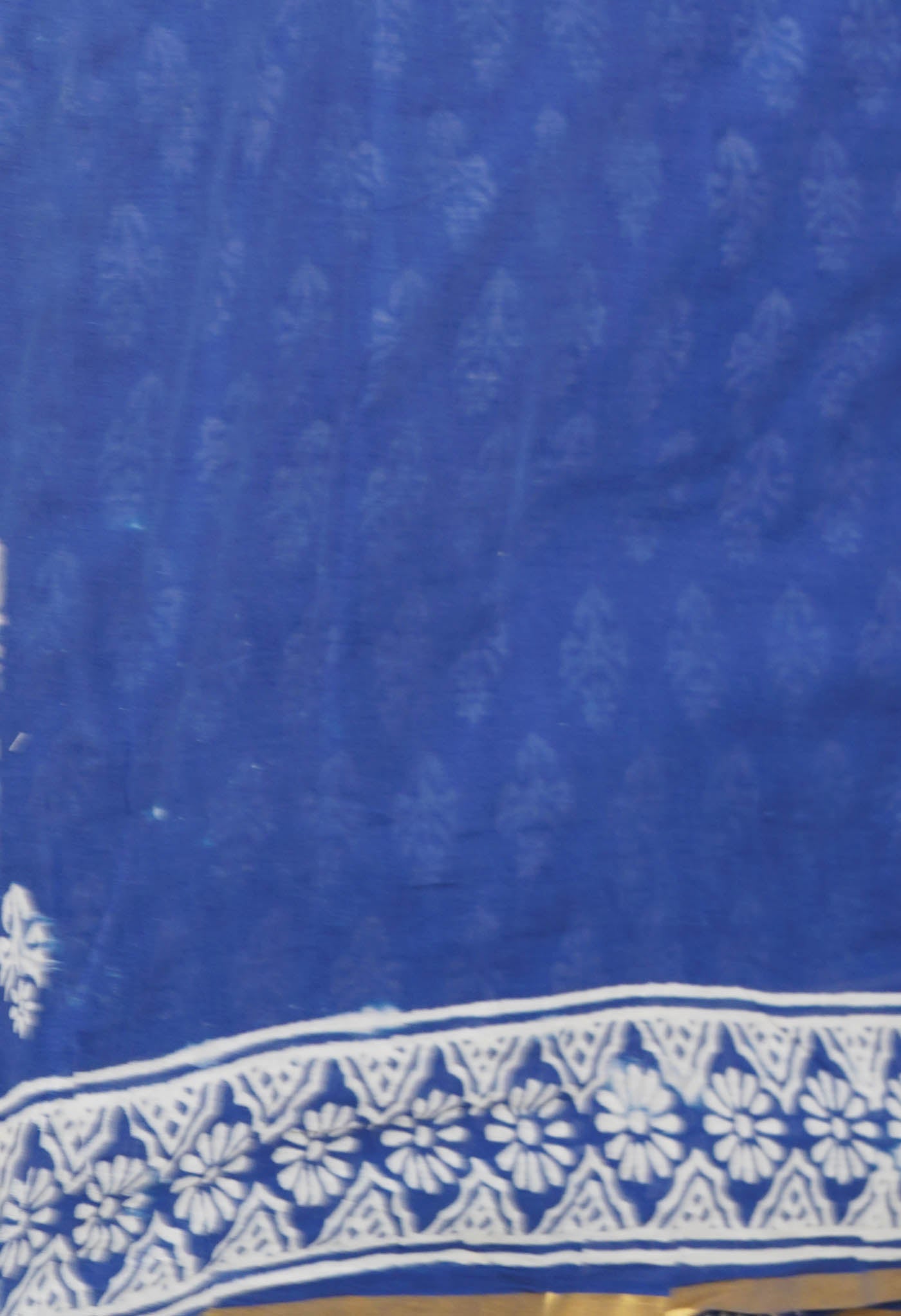 Blue Pure Hand Block Printed Soft Cotton Saree