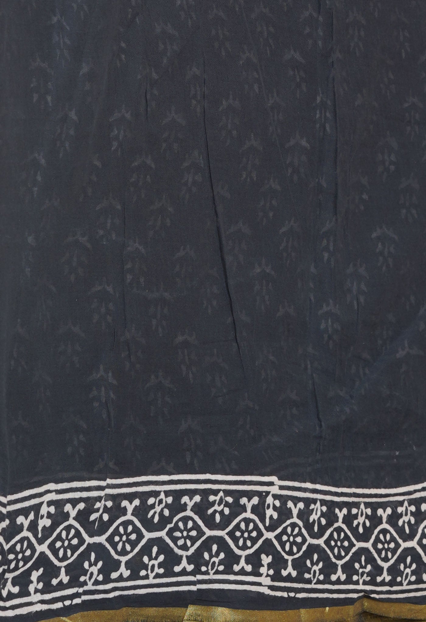 Black Pure Hand Block Printed Soft Cotton Saree