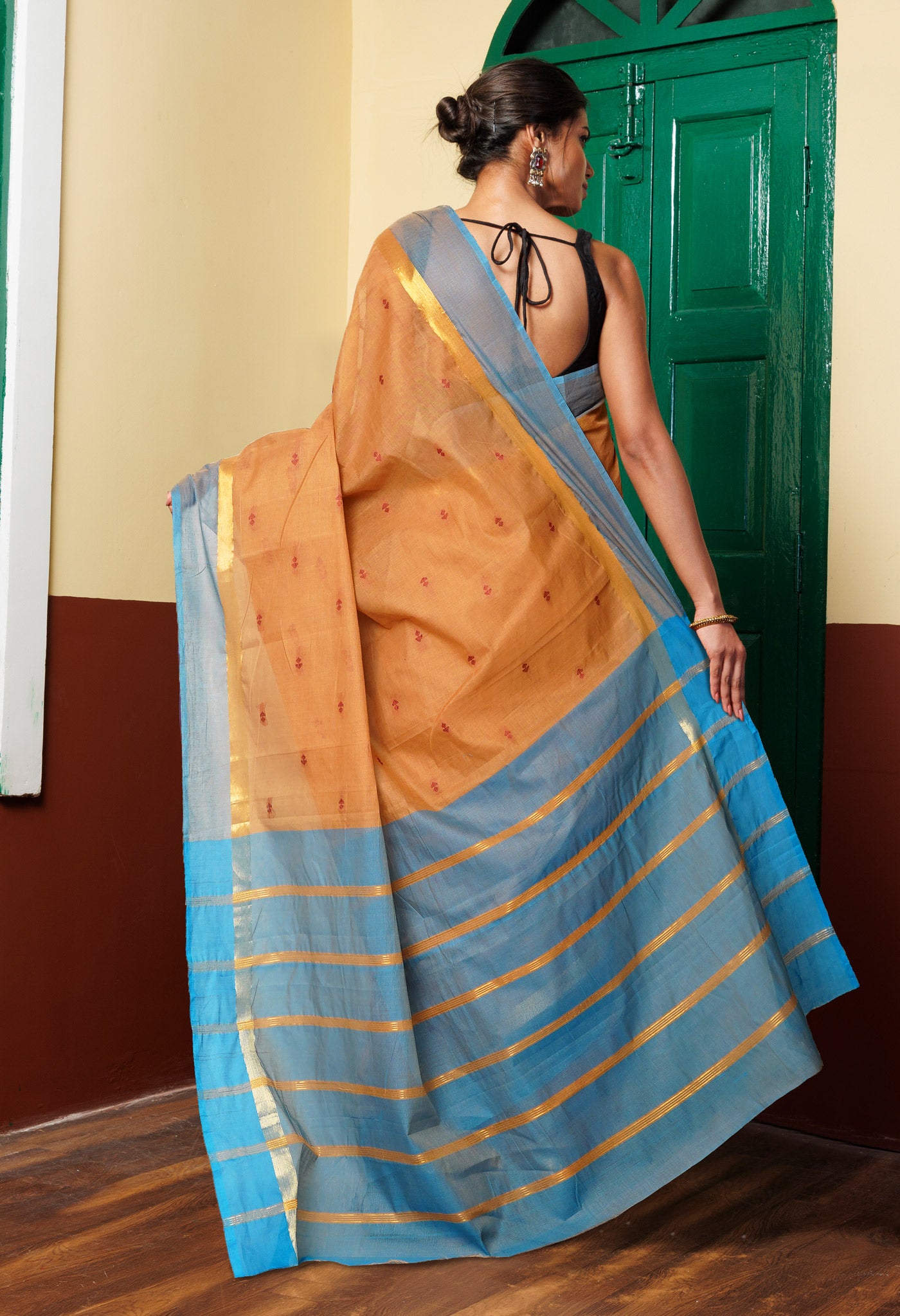 Peanut Brown Pure Mangalgiri Cotton Saree-UNM74170