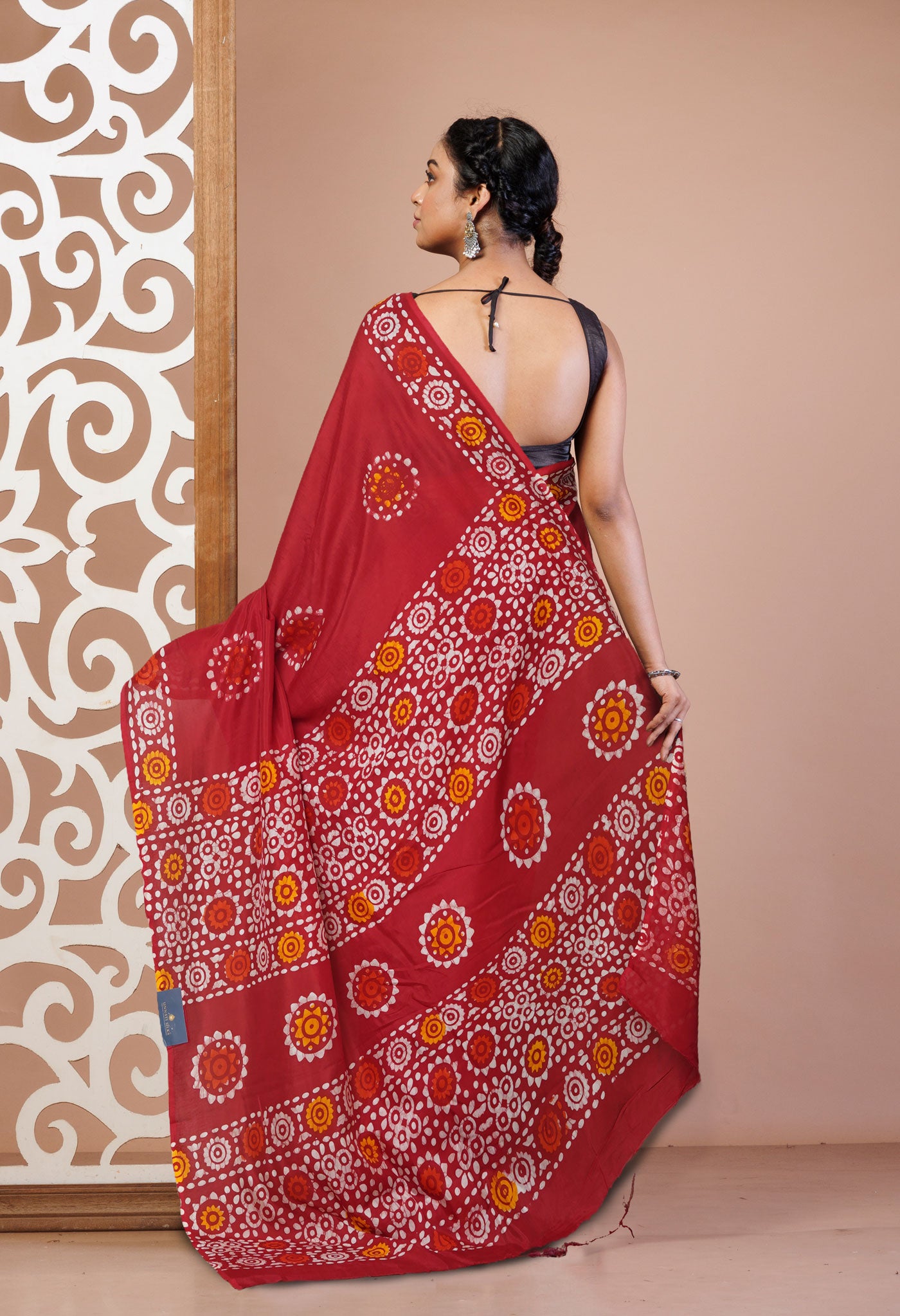 Red Pure Batik Printed Soft Silk Saree-UNM74189