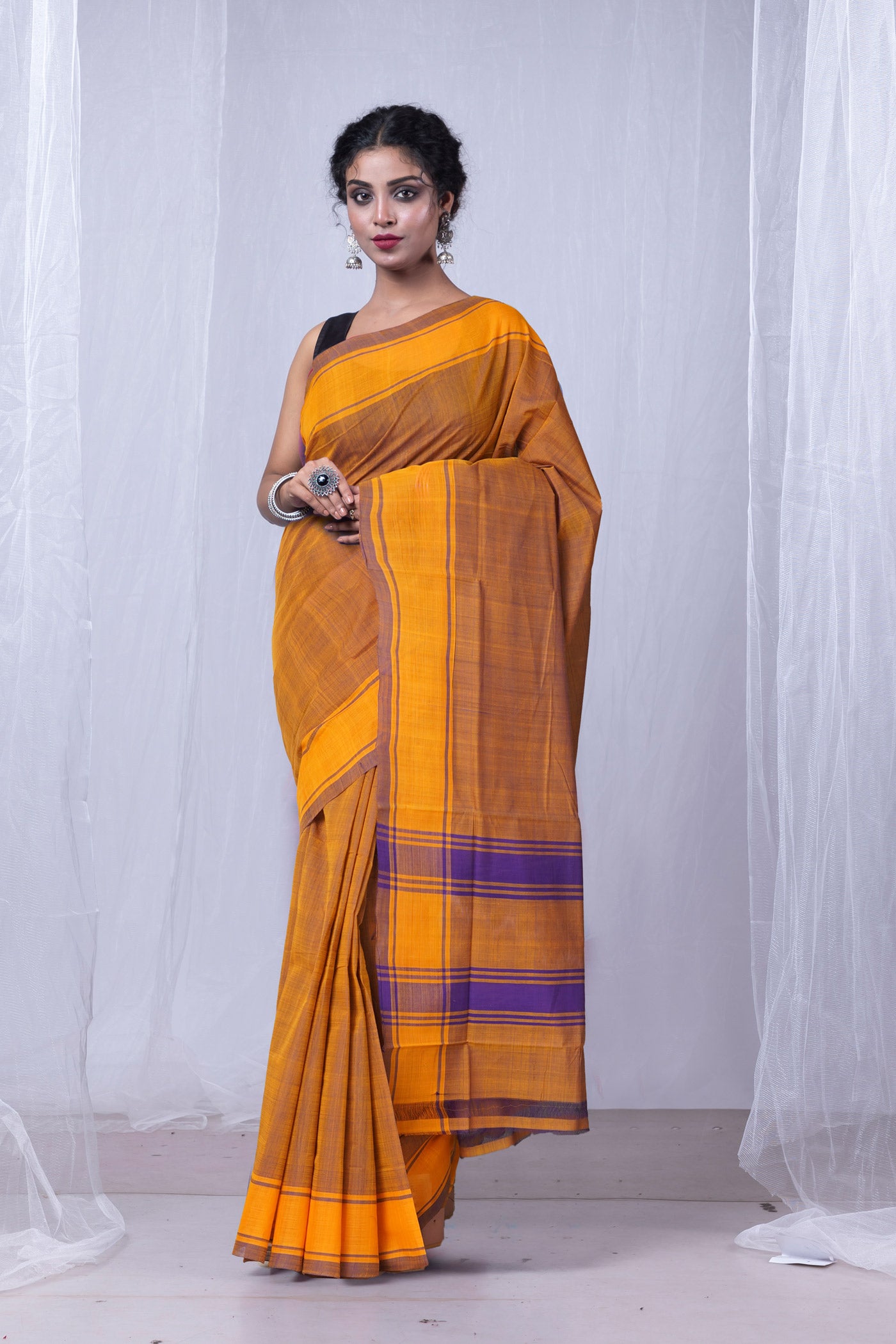 Purple Pure  Handloom Andhra Cotton Saree-UNM74214