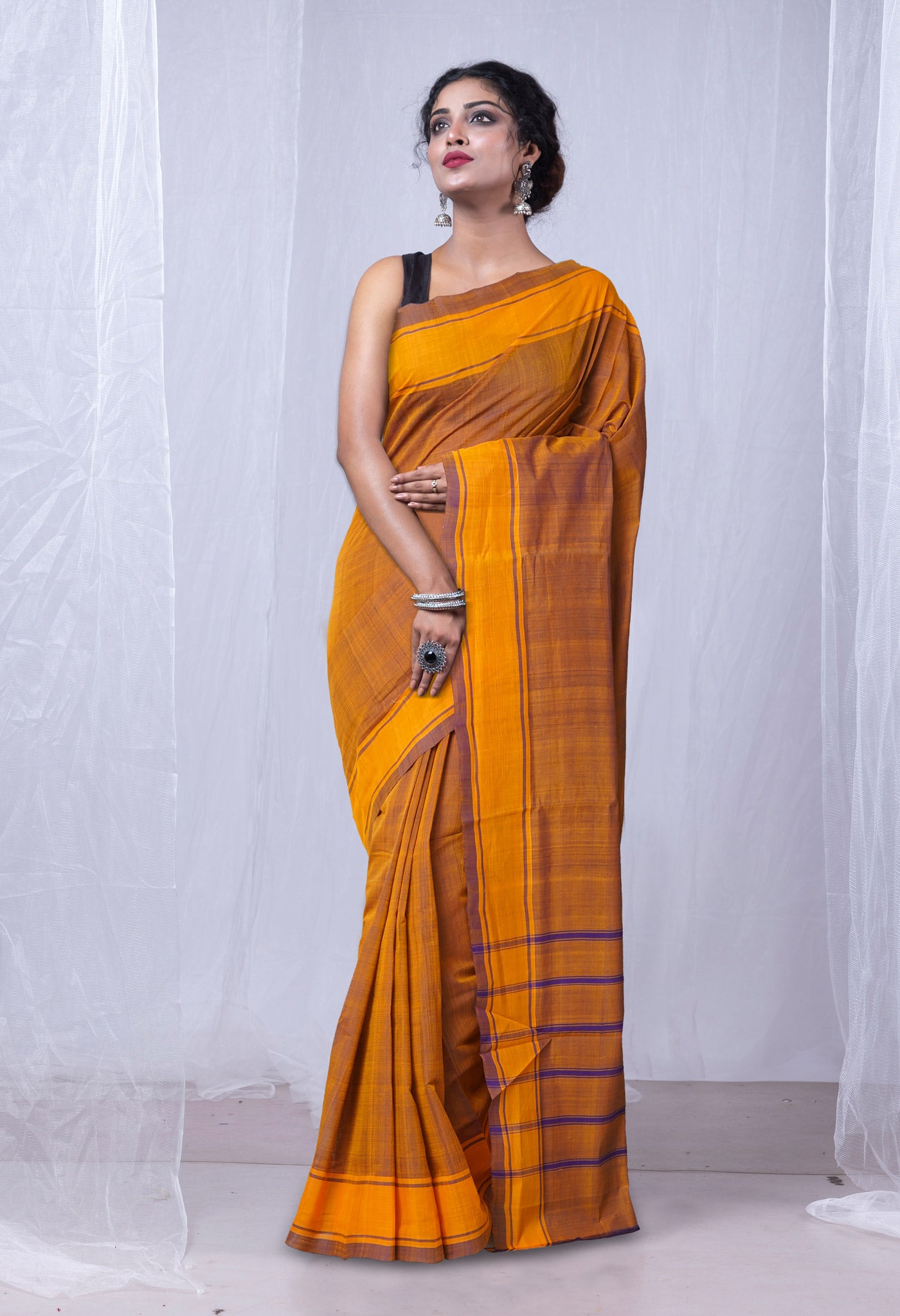 Purple Pure  Handloom Andhra Cotton Saree-UNM74217