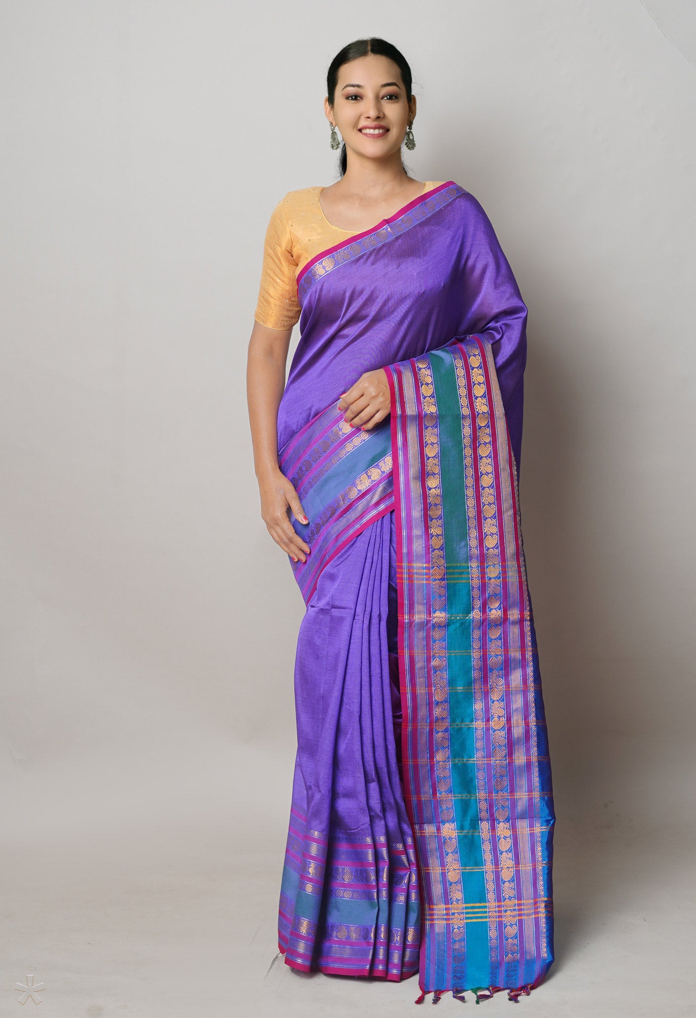 Violet Pure Handloom Narayanpet Silk Saree-UNM74318