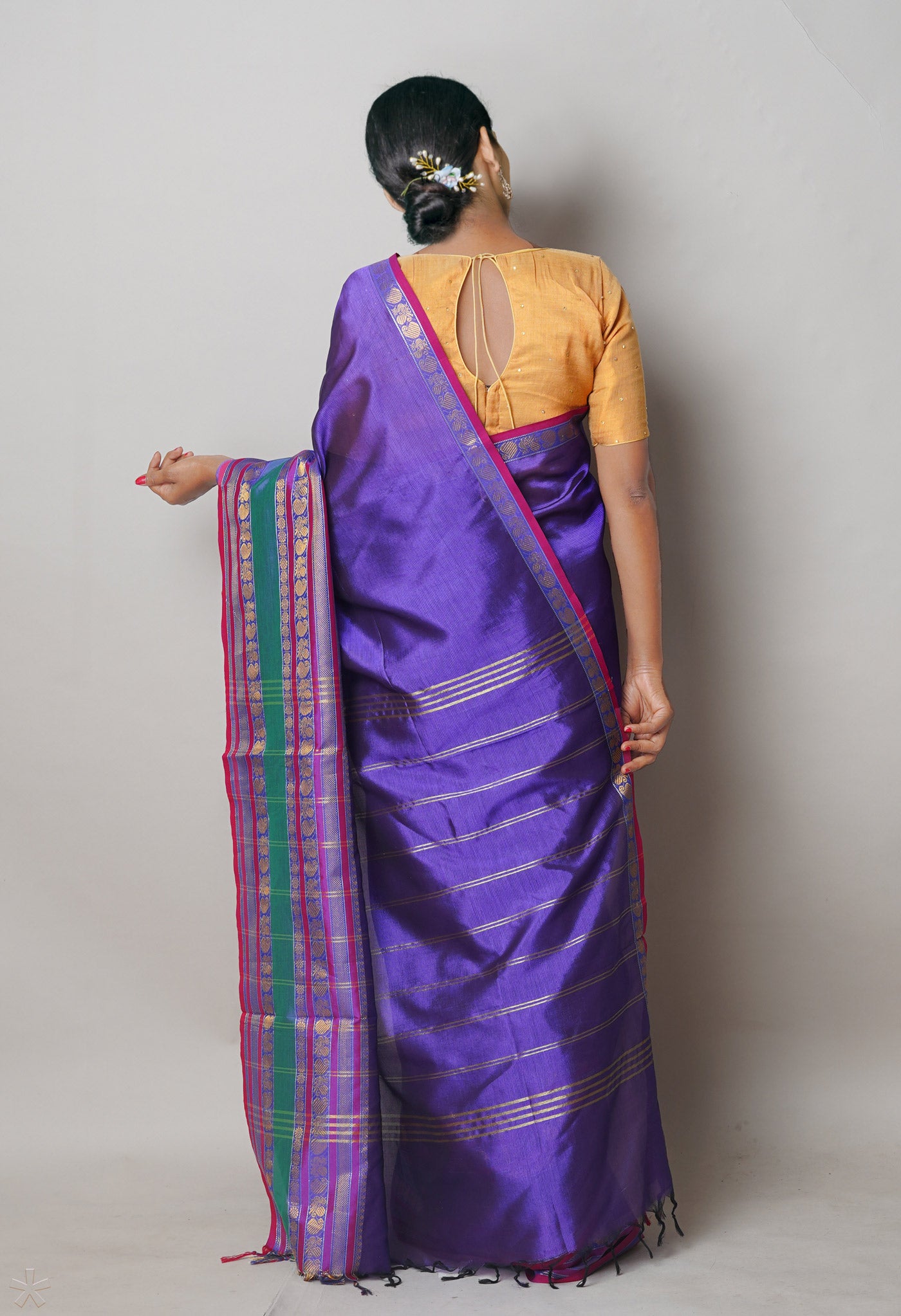 Violet Pure Handloom Narayanpet Silk Saree-UNM74318