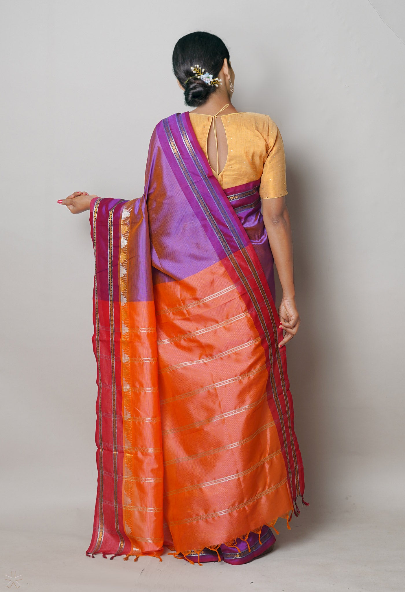 Purple Pure Handloom Chettinad Silk Saree