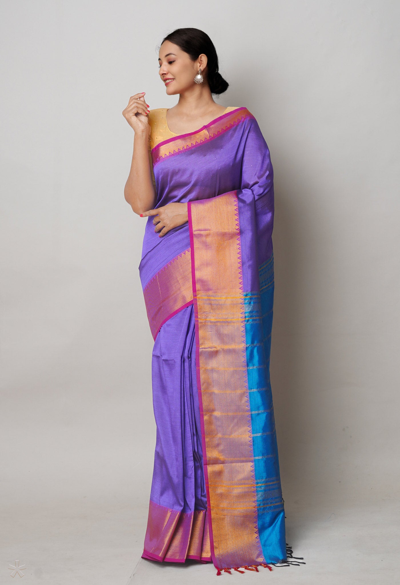 Violet Pure Handloom Narayanpet Silk Saree-UNM74357