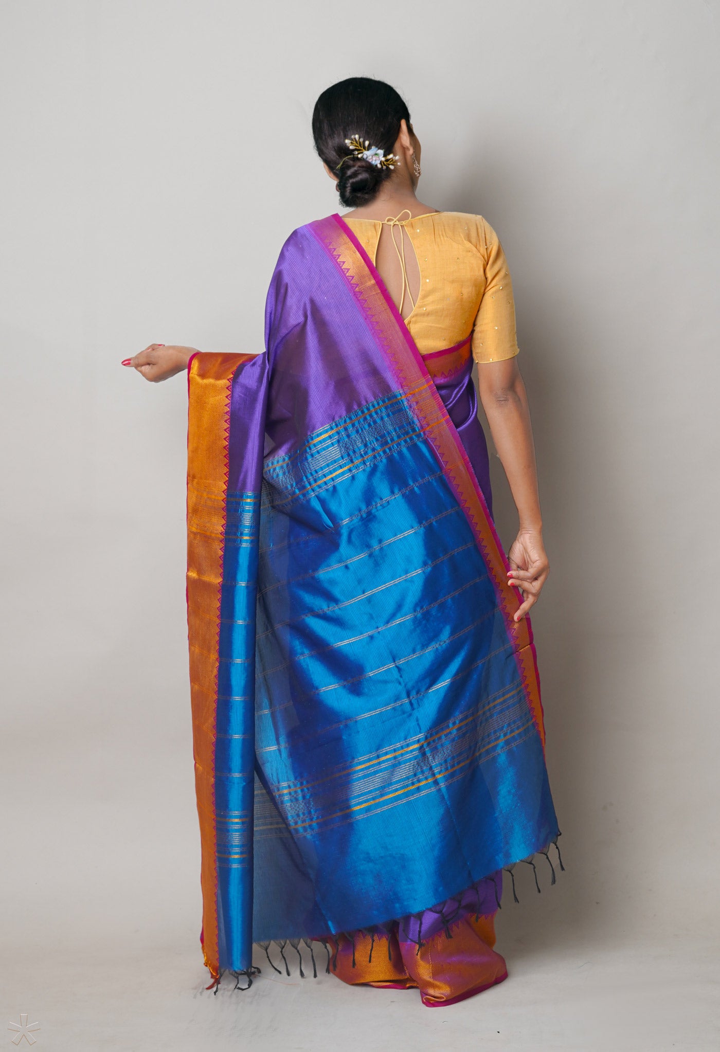 Violet Pure Handloom Narayanpet Silk Saree-UNM74357