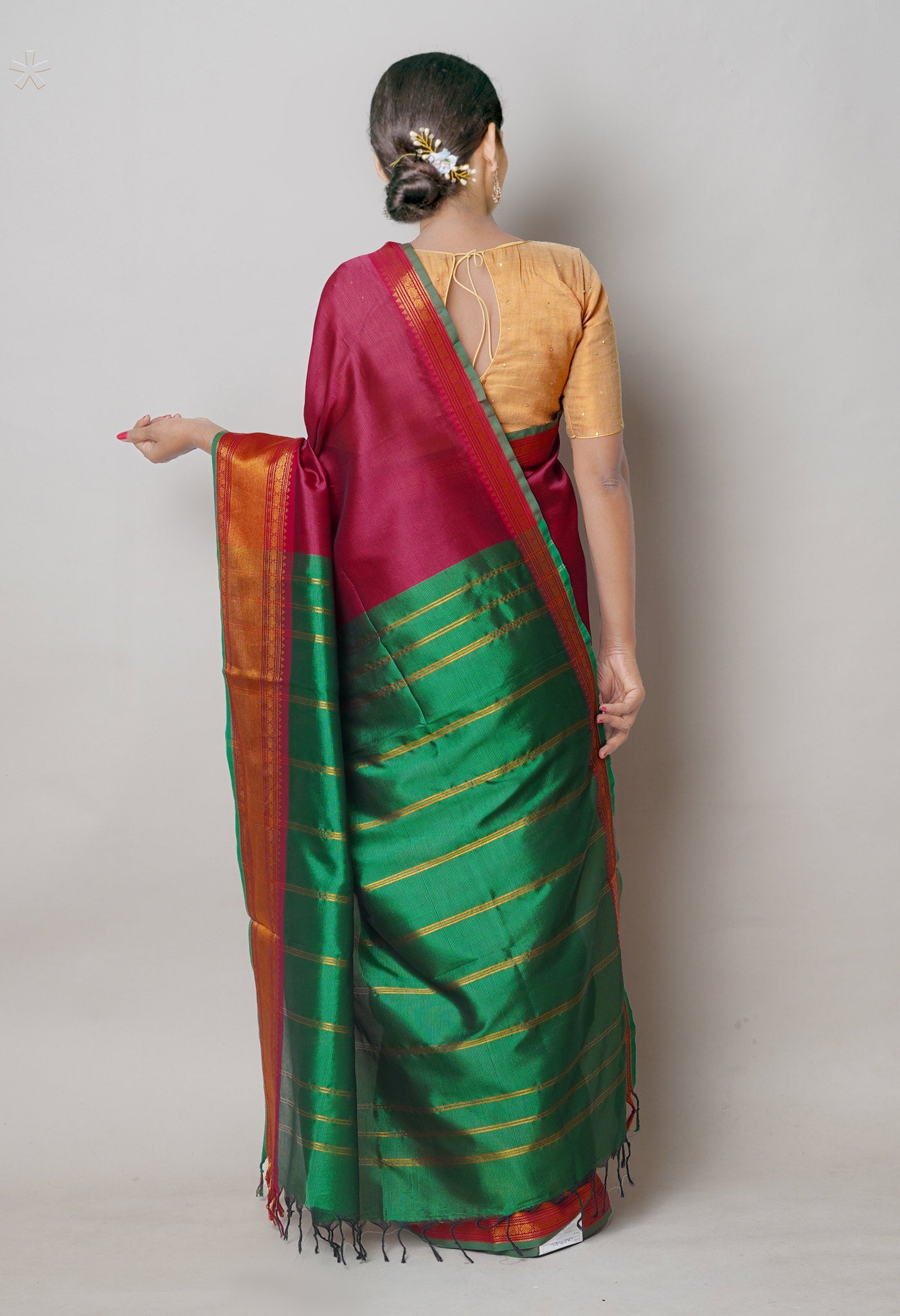 Maroon Pure Handloom Narayanpet Silk Saree-UNM74362