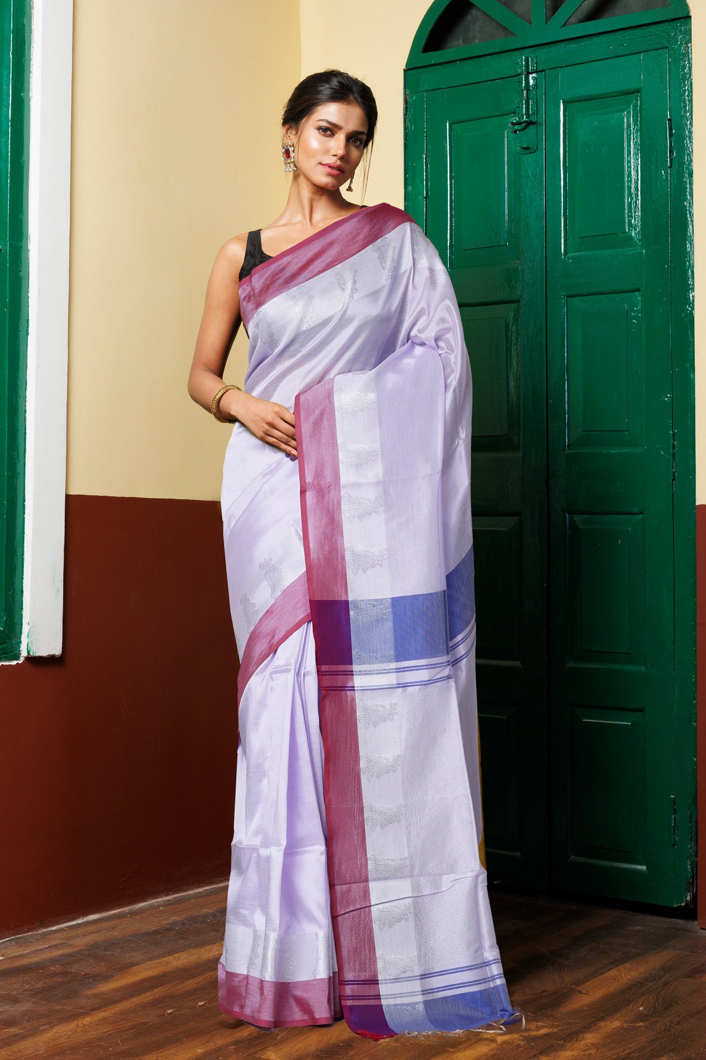 Lavender Pure Handloom Chettinad Silk Saree-UNM74366