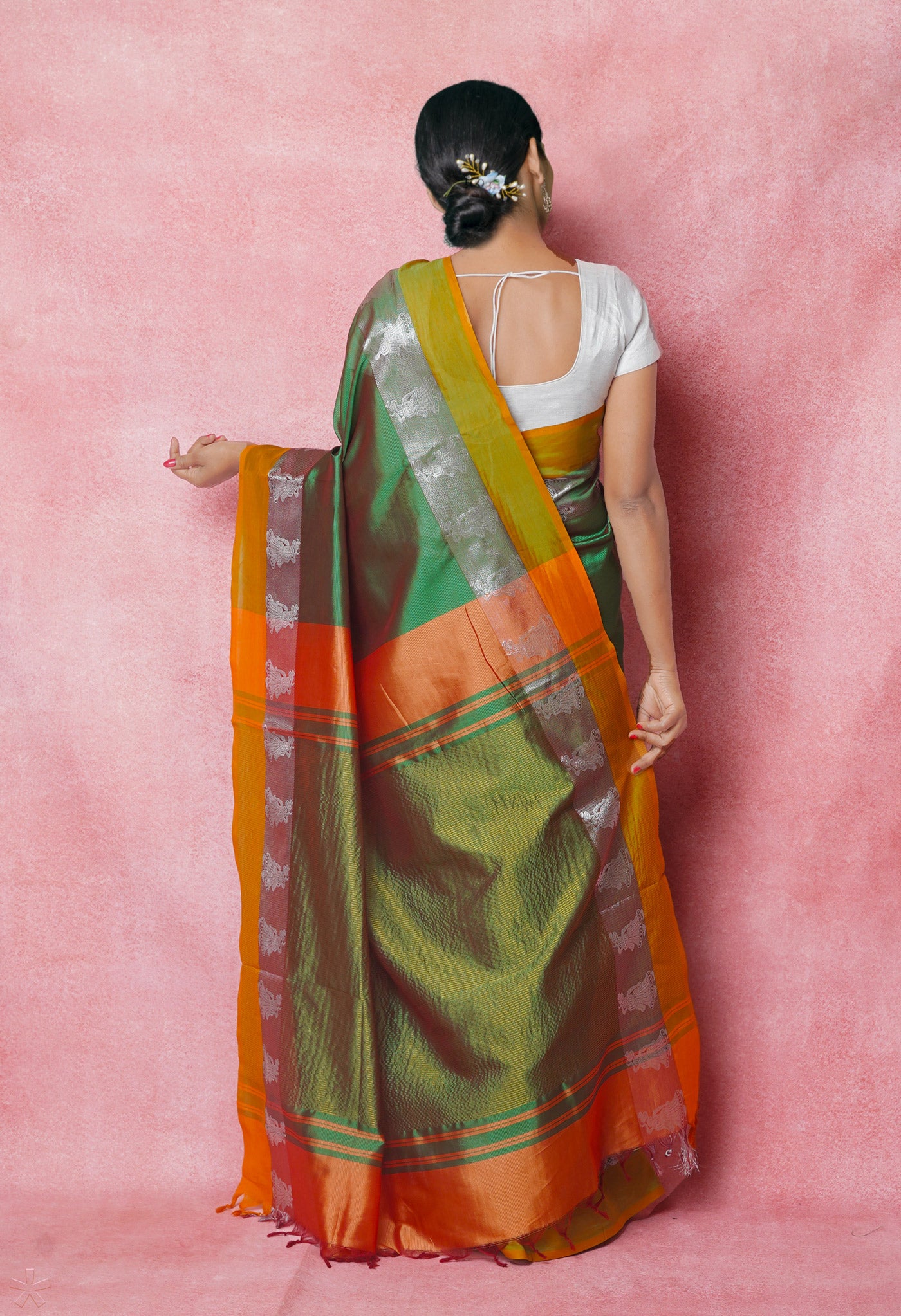 Green Pure Handloom Chettinad Silk Saree