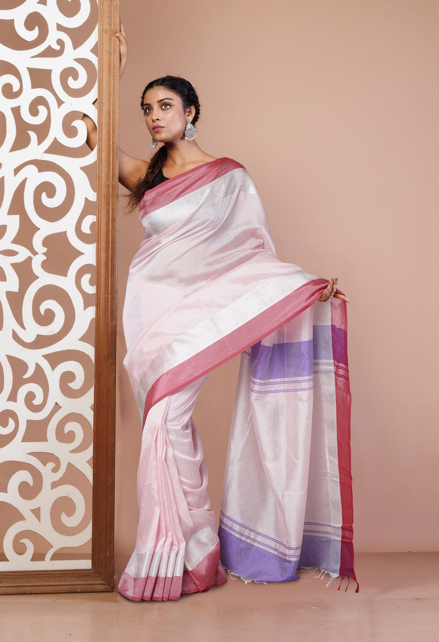 Pink Pure Handloom Chettinad Silk Saree-UNM74375