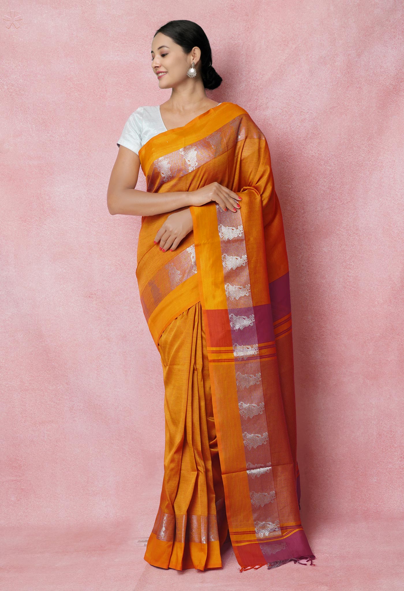 Brown Pure Handloom Chettinad Silk Saree