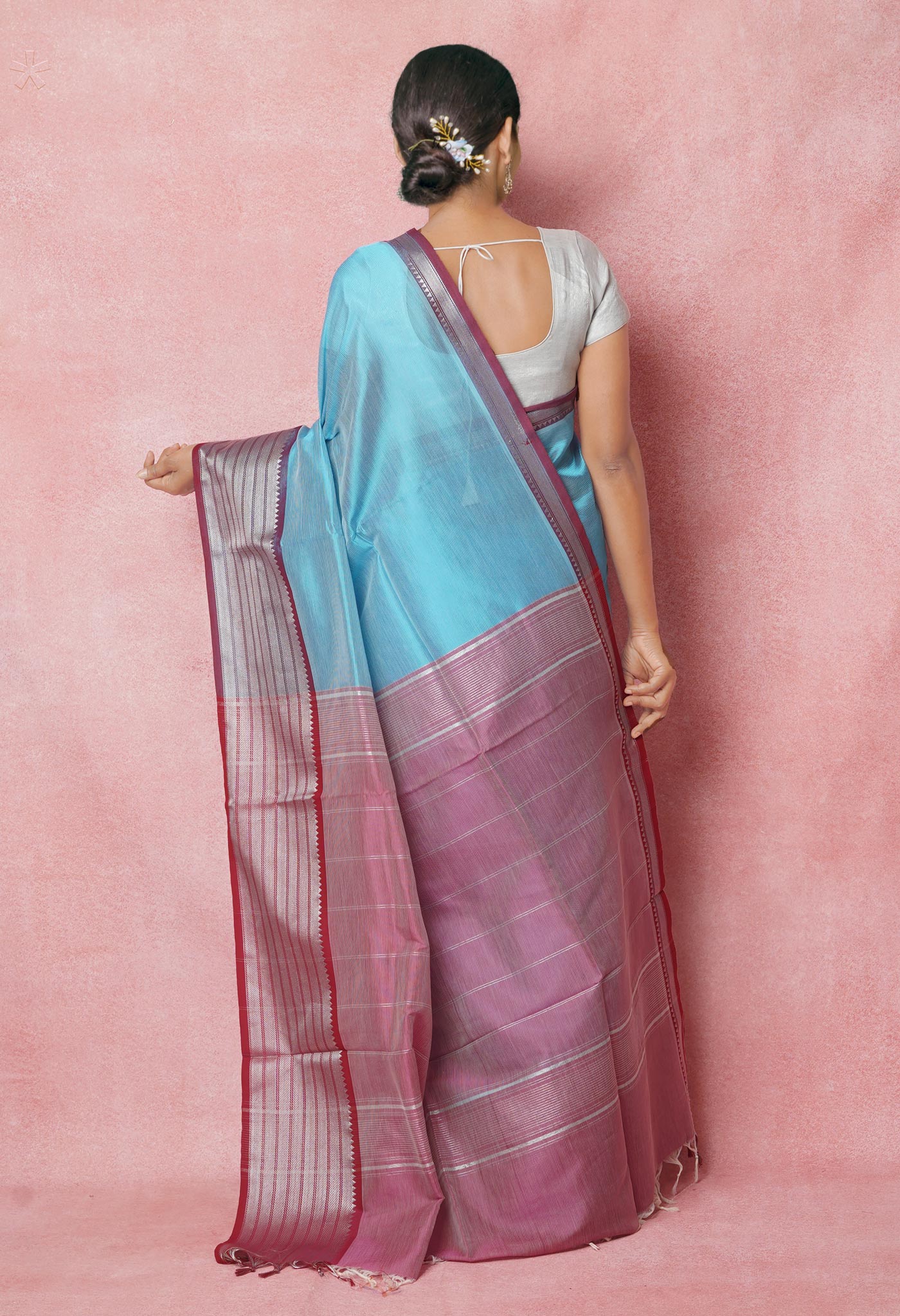 Blue Pure Handloom Mangalgiri Silk Saree