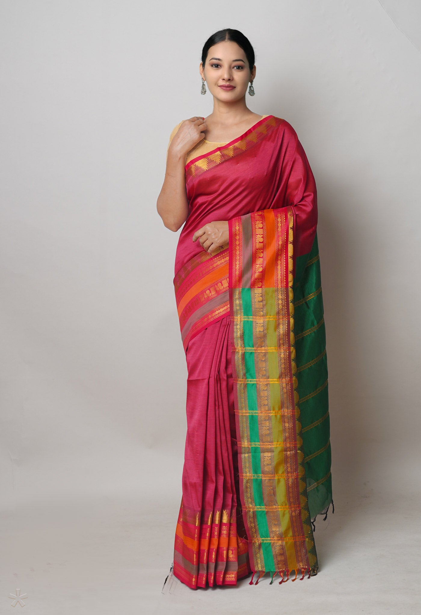 Maroon Pure Handloom Narayanpet Silk Saree