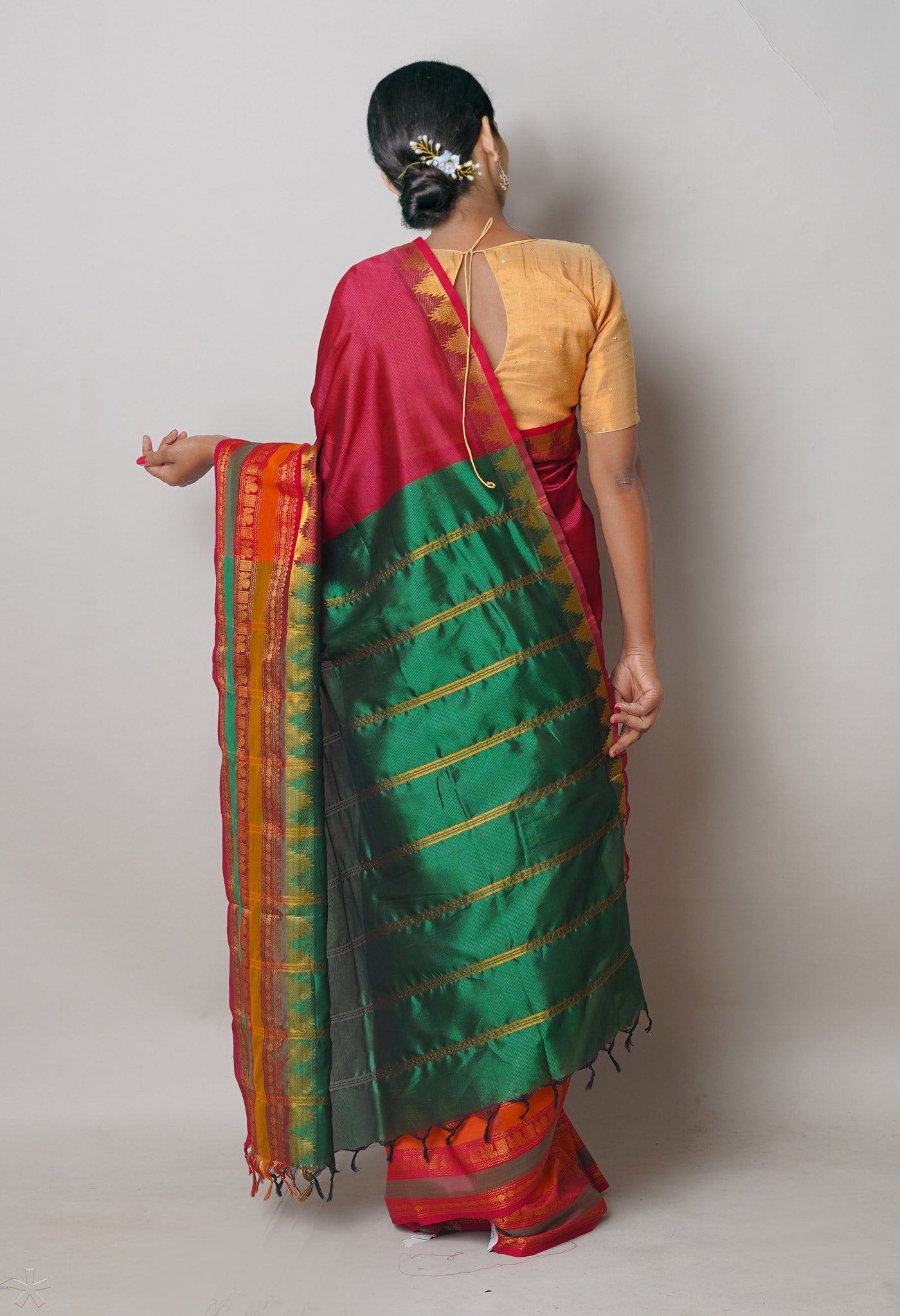 Maroon Pure Handloom Narayanpet Silk Saree