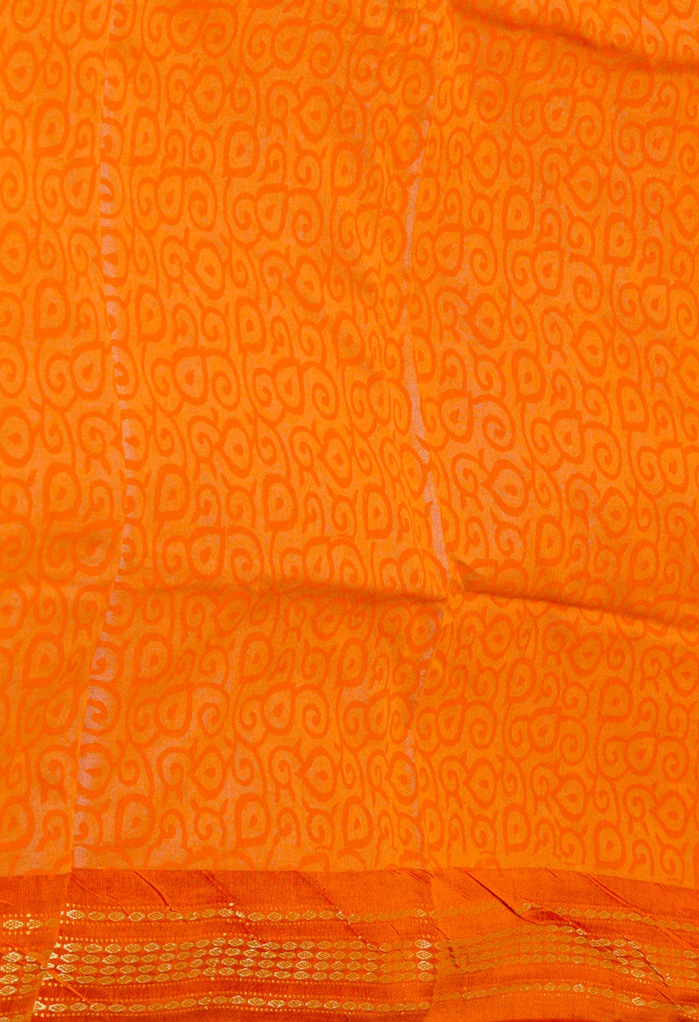 Orange Pure Handloom Hand Block Printed Vidarbha Tussar Silk Saree-UNM74524