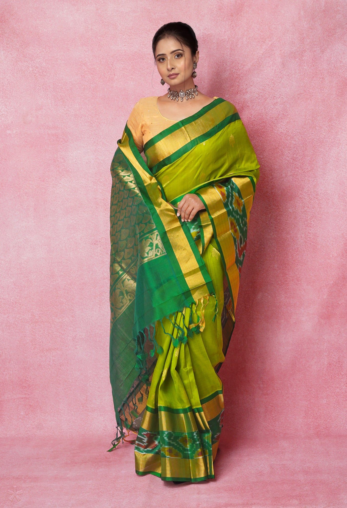 Green-Dark Green Pure Handloom Assam Silk Saree