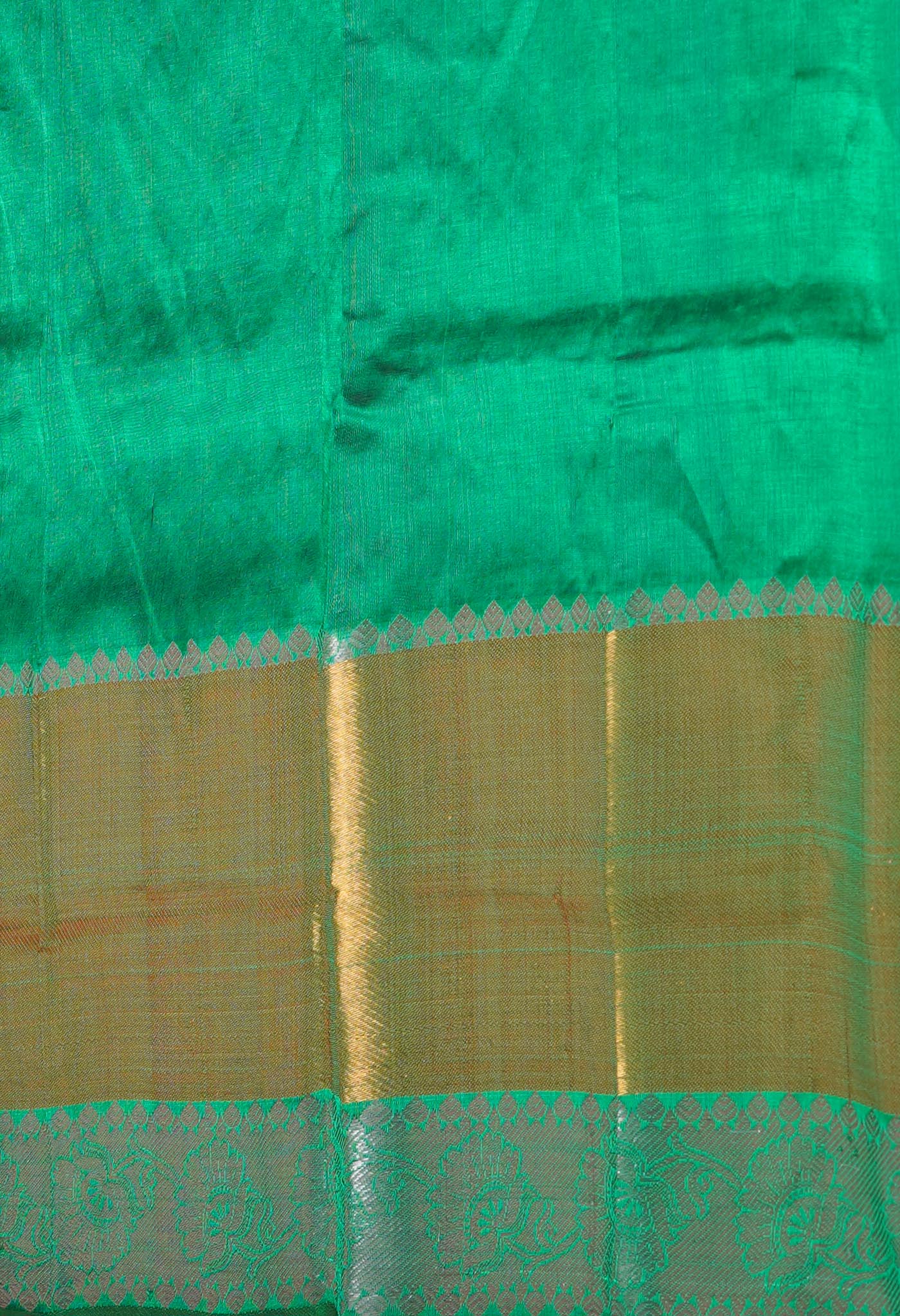 Dark Purple-Green Pure Handloom Assam With Checks Zari Weaving Silk Saree-UNM74556