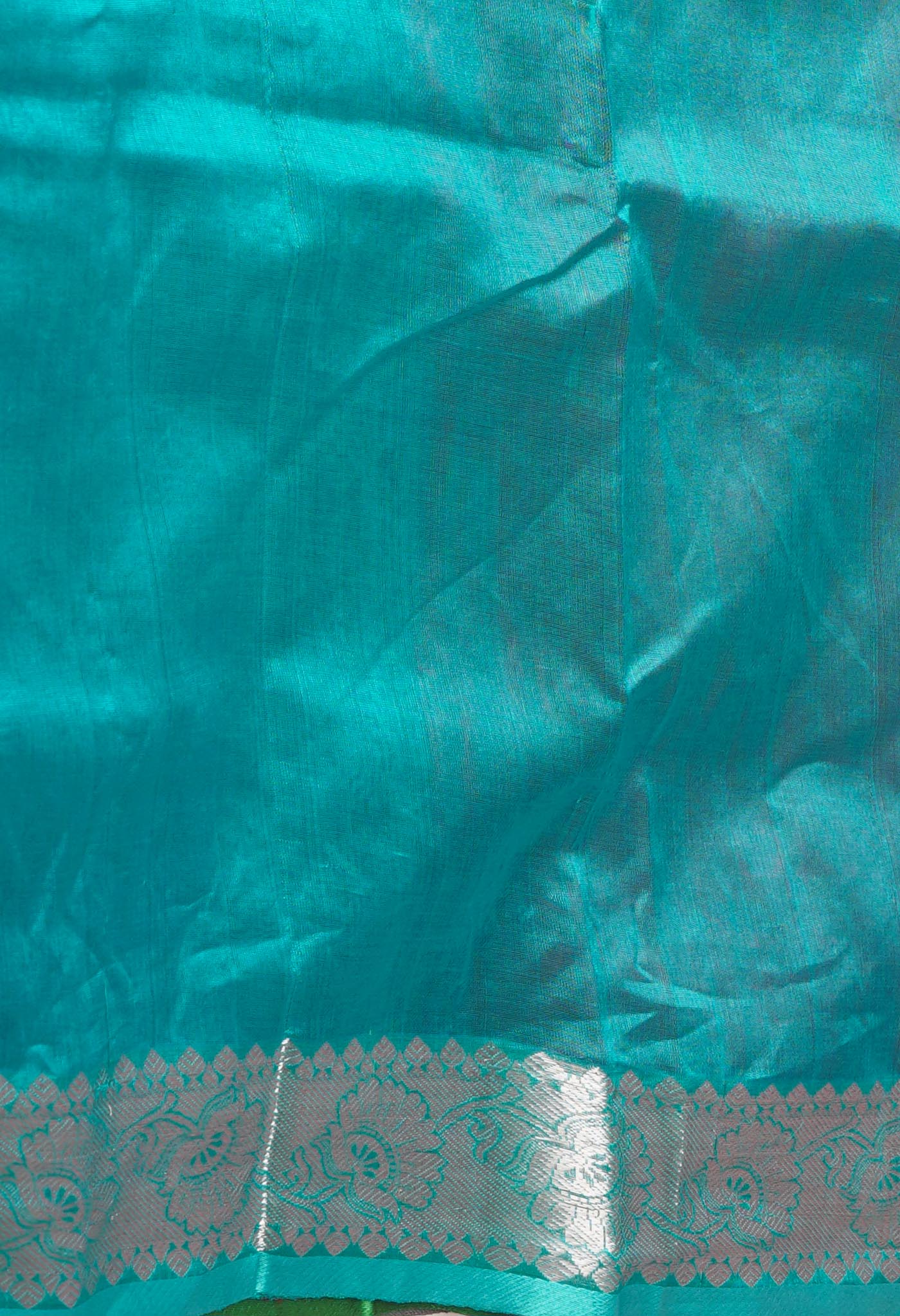 Red-Turquoise Blue Pure Handloom Assam With Checks Zari Weaving Silk Saree-UNM74557