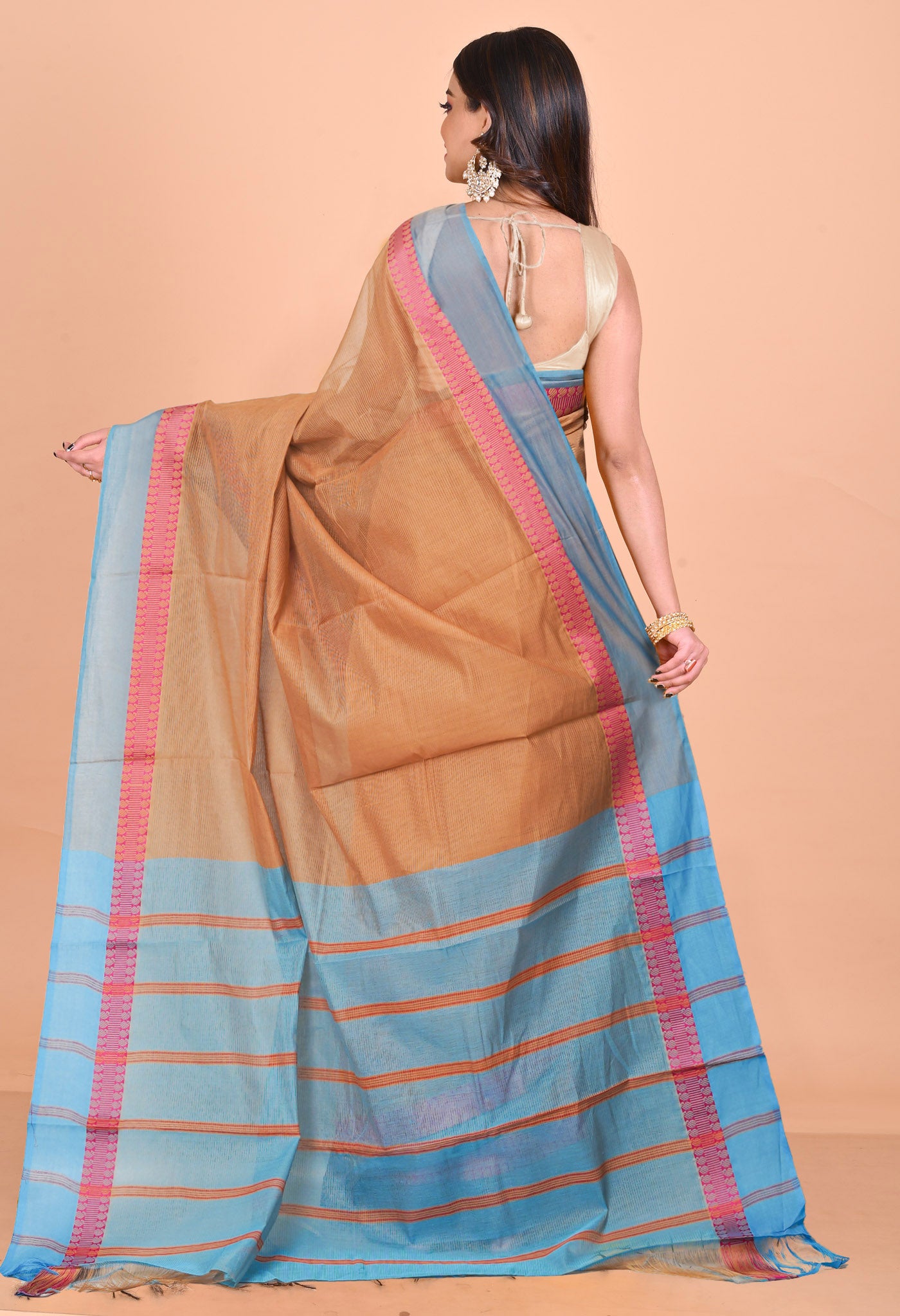 Brown Pure Handloom Narayanpet Cotton Saree-UNM74601