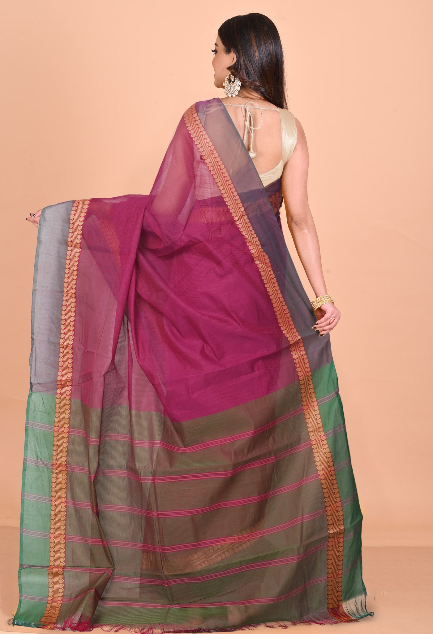 Pink Pure Handloom Narayanpet Cotton Saree-UNM74606