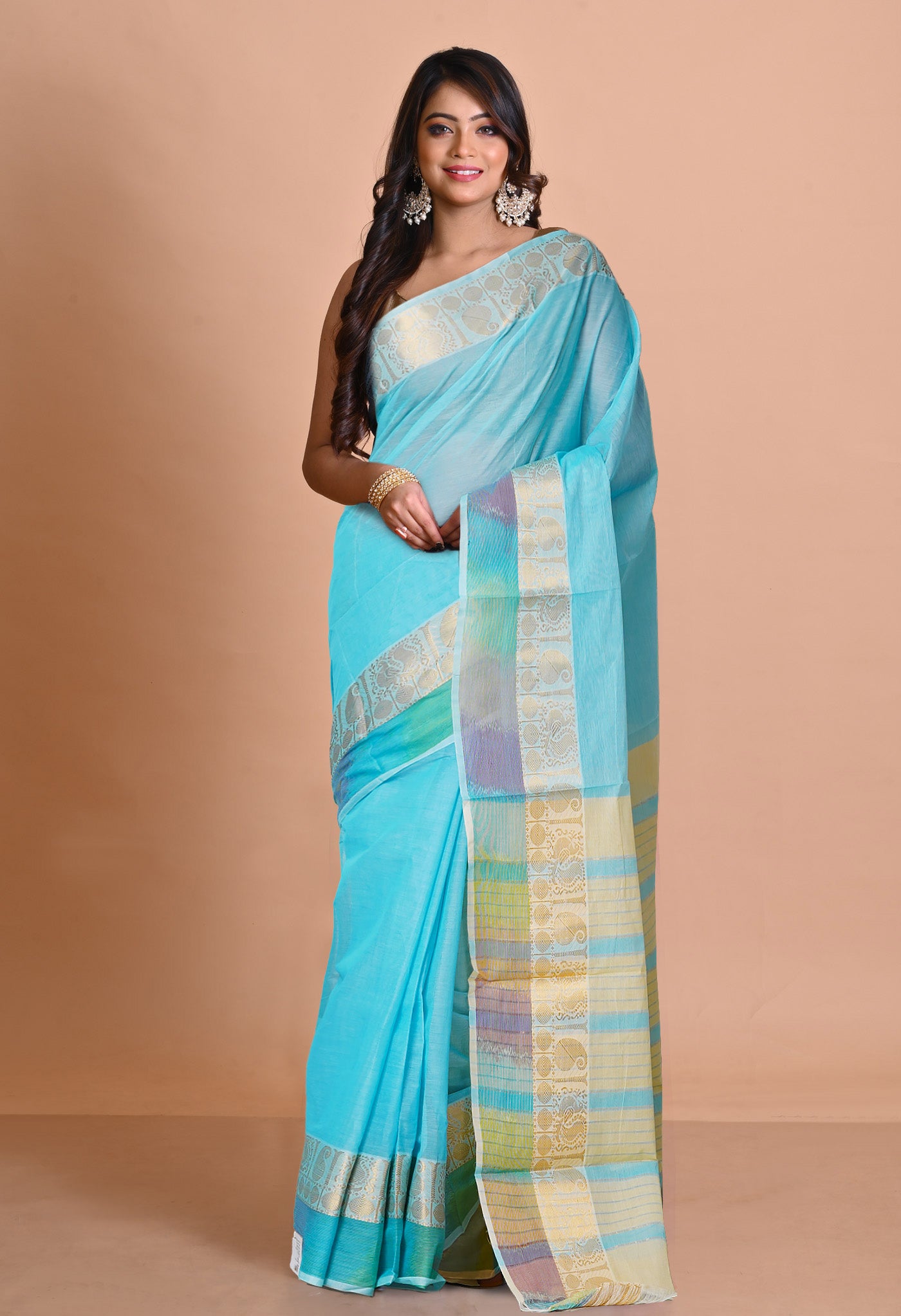 Blue Pure Handloom Narayanpet Cotton Saree-UNM74609