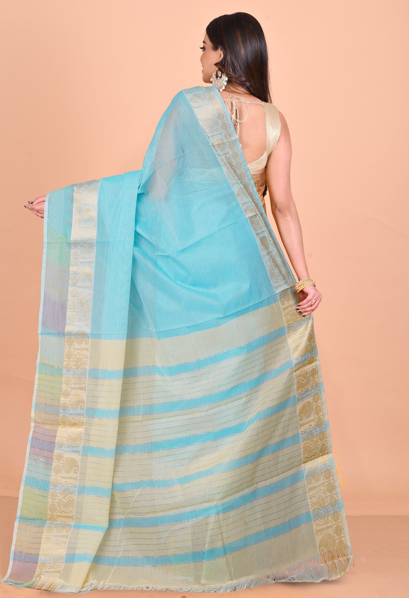 Blue Pure Handloom Narayanpet Cotton Saree-UNM74609