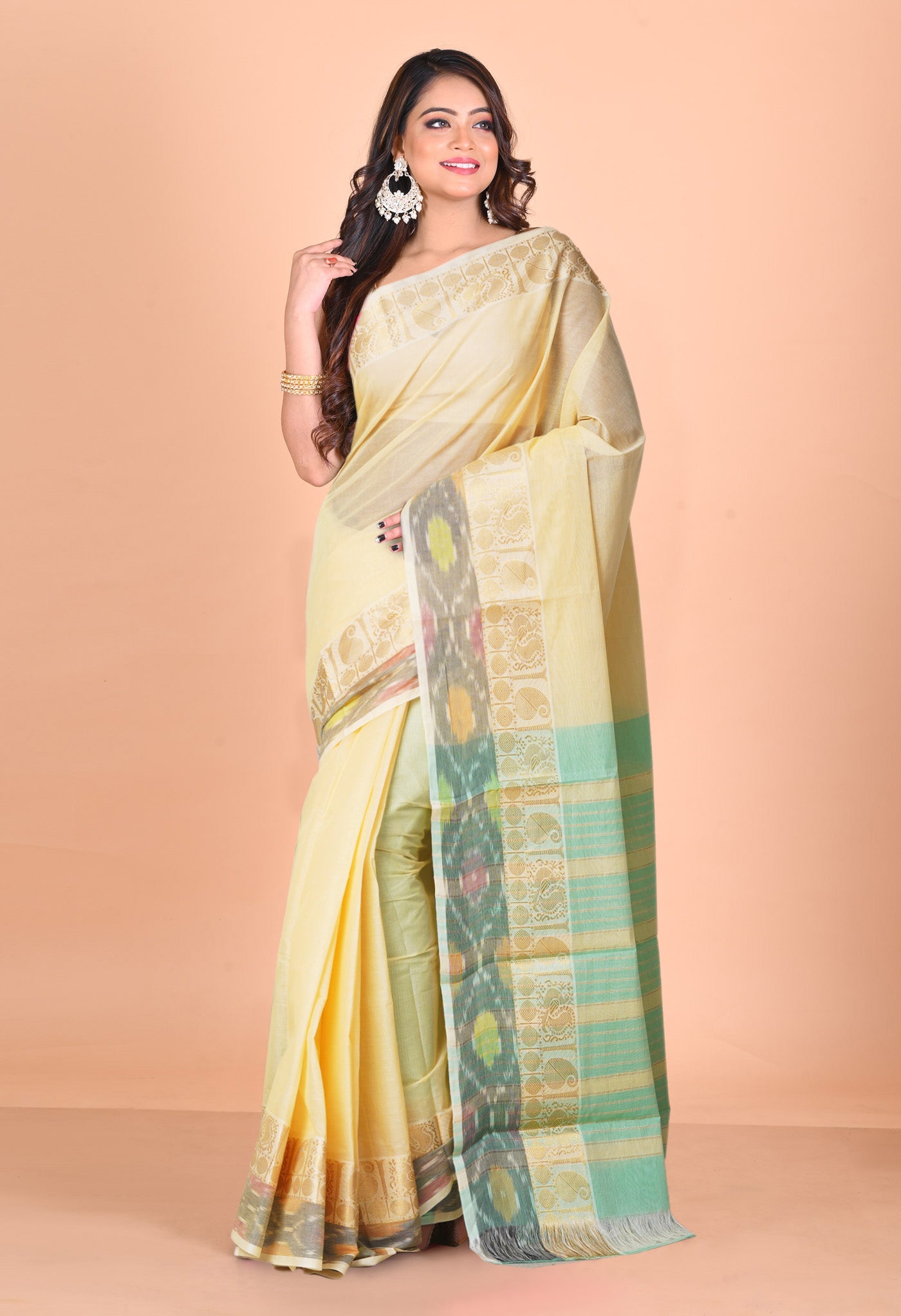 Cream Pure Handloom Narayanpet Cotton Saree-UNM74610