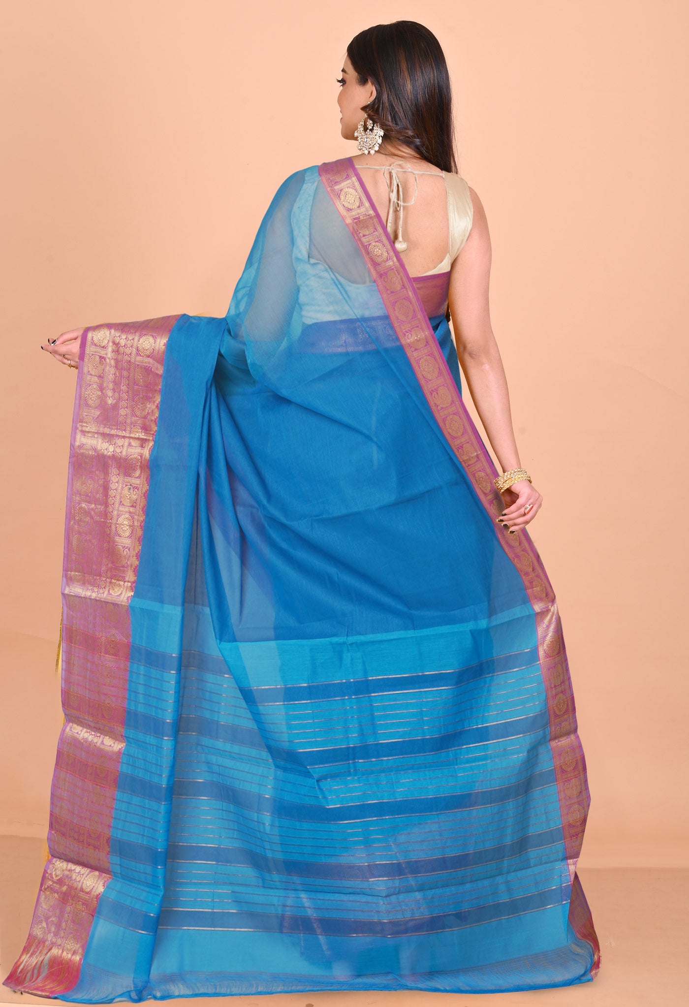 Blue Pure Handloom Narayanpet Cotton Saree-UNM74616