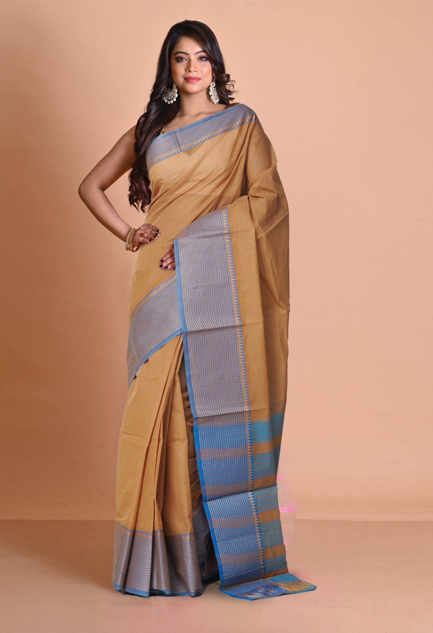 Brown Pure Handloom Narayanpet Cotton Saree-UNM74620