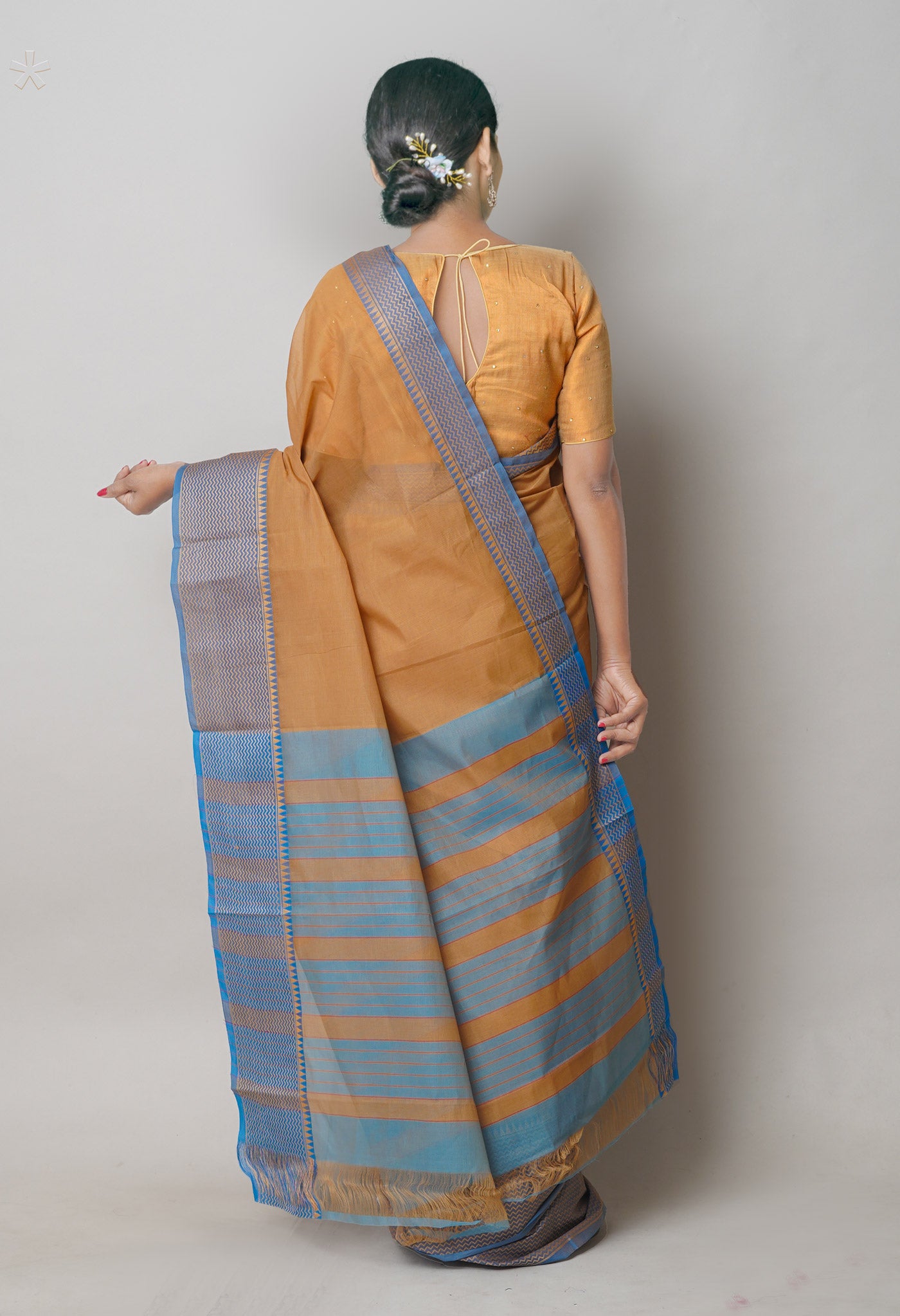 Pure Narayanpet Hand woven Merserised Cotton saree with rich border