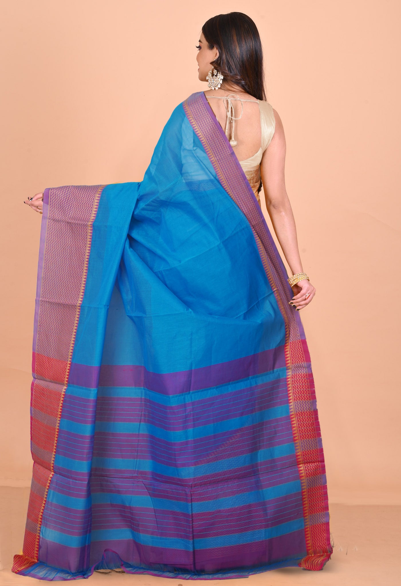 Blue Pure Handloom Narayanpet Cotton Saree-UNM74621