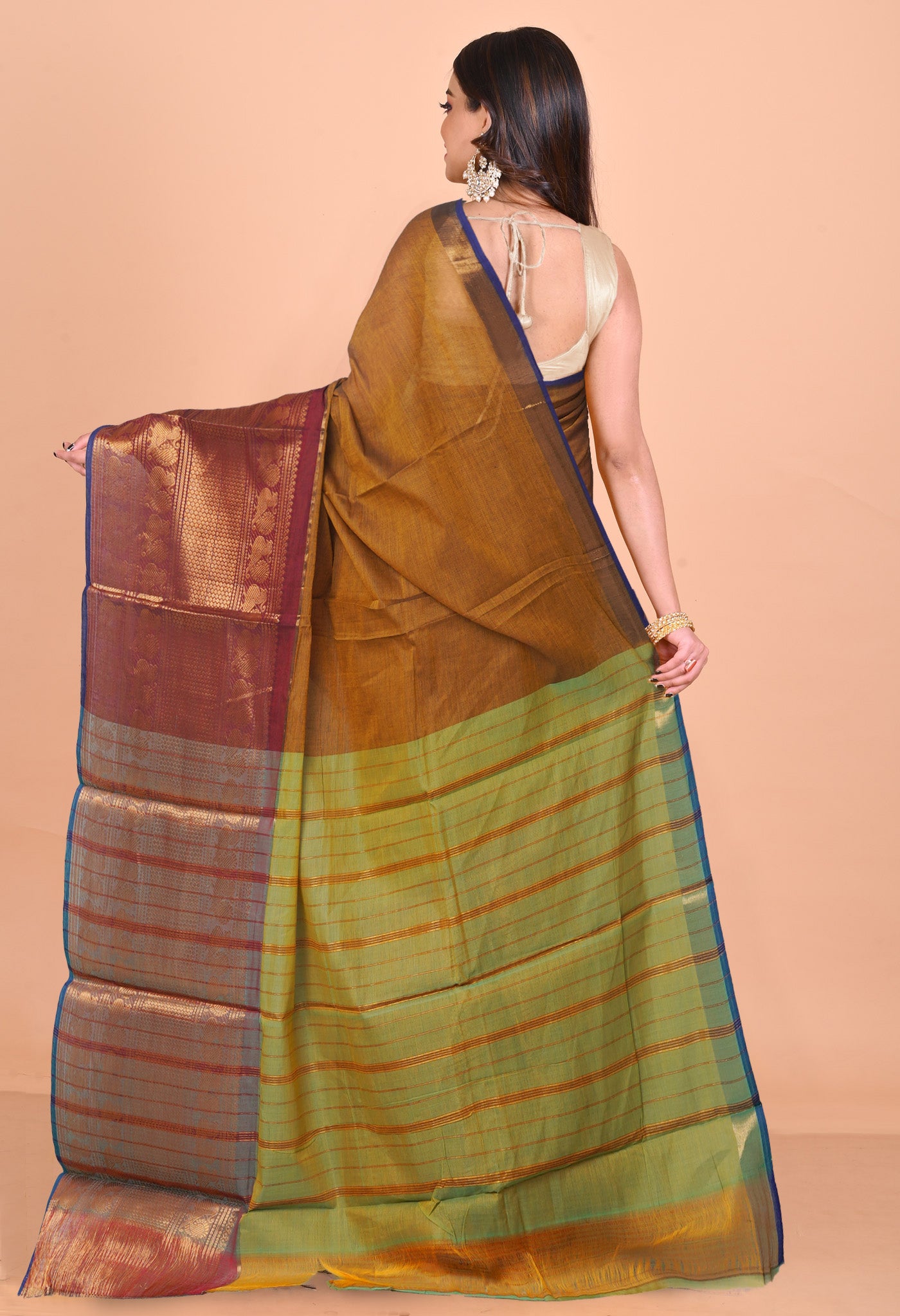 Brown Pure Handloom Narayanpet Cotton Saree-UNM74645