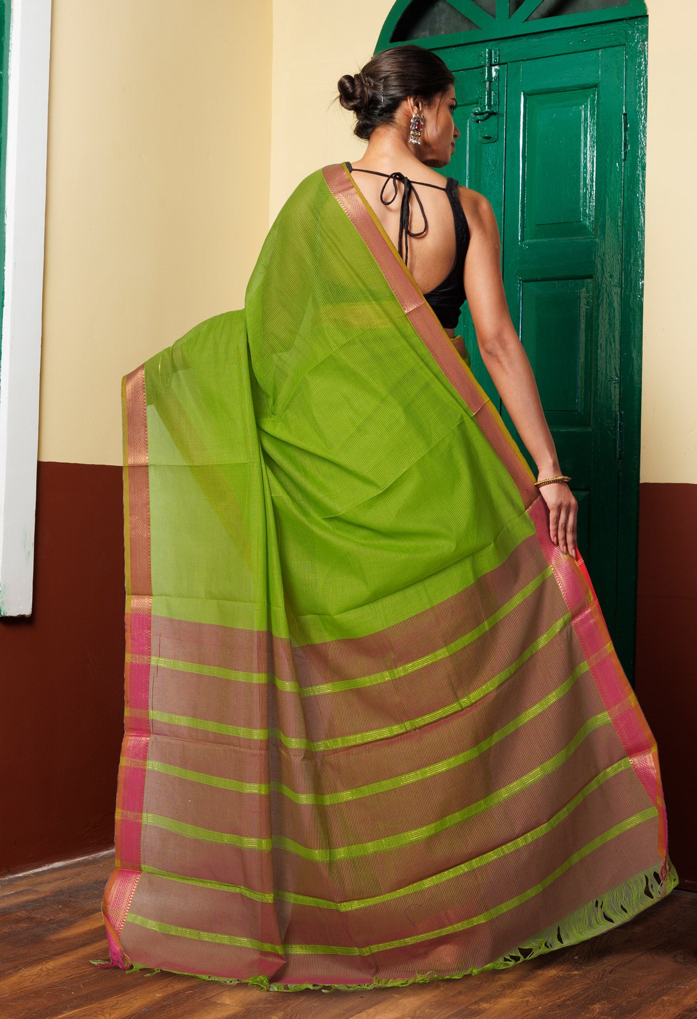 Green Pure Mangalgiri Cotton Saree-UNM74649