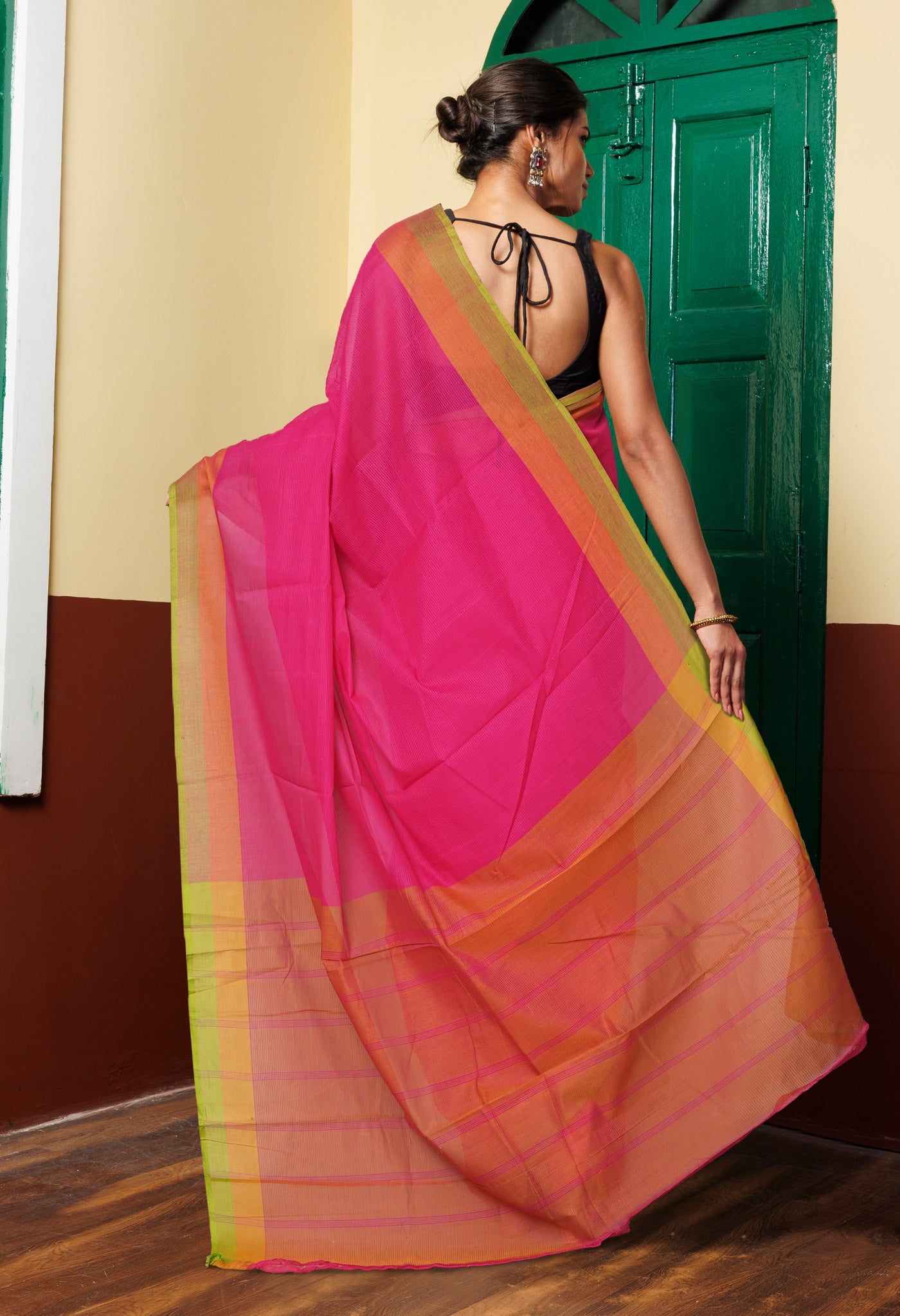 Pink Pure Mangalgiri Cotton Saree-UNM74832