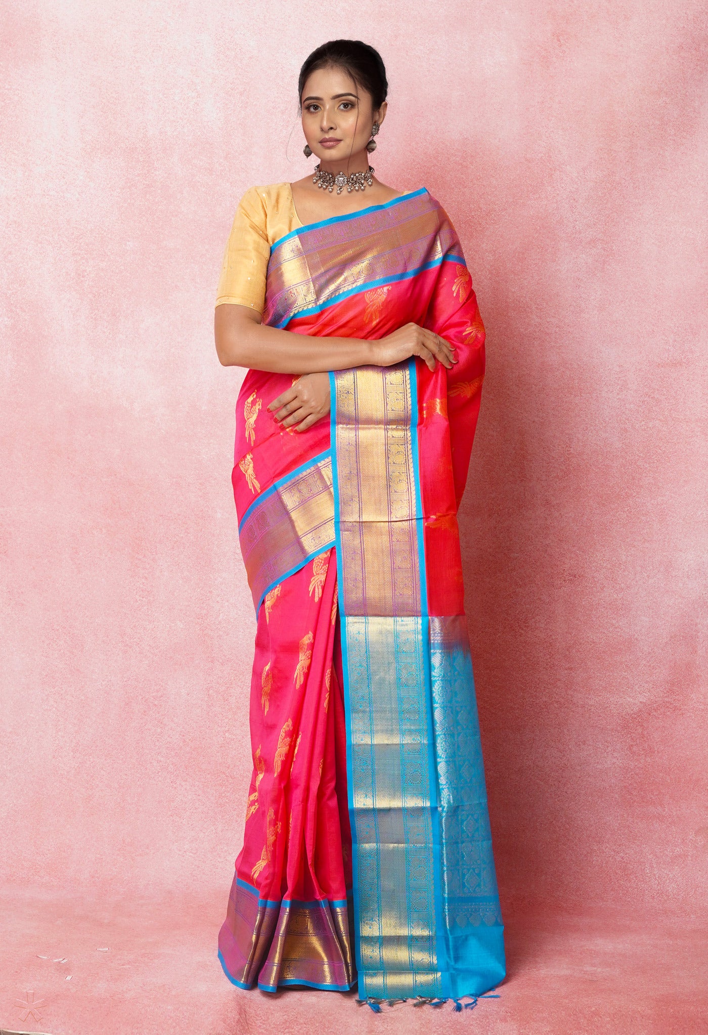 Pink Pure Handloom Assam Silk Saree