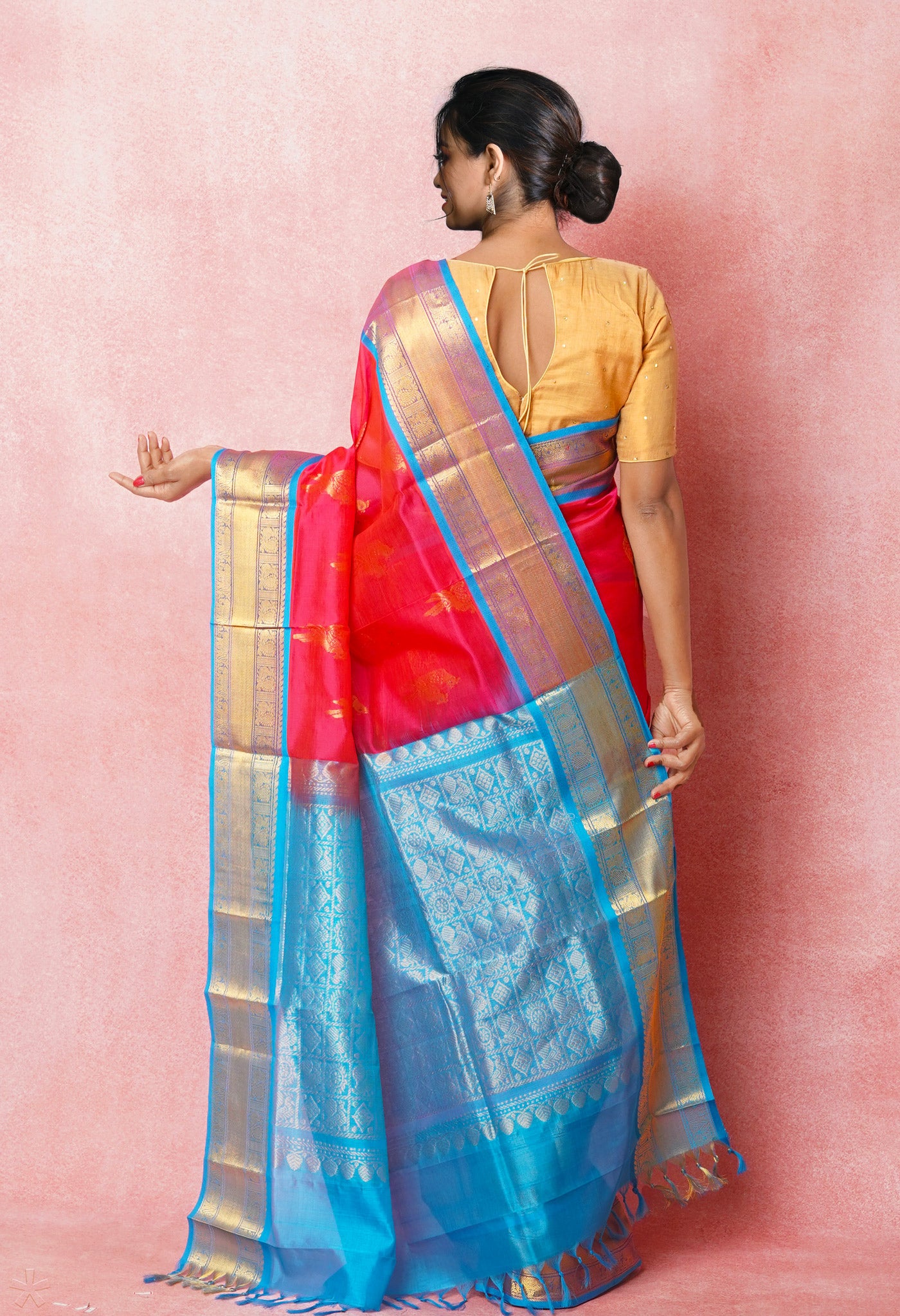 Pink Pure Handloom Assam Silk Saree