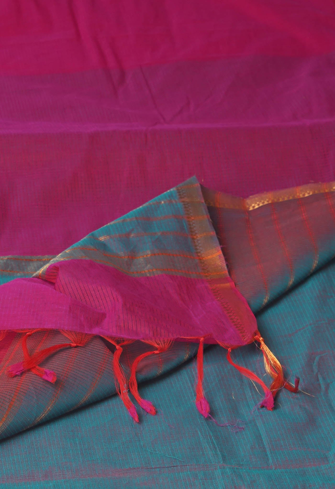 Pink Pure Plain Maheshwari Cotton Saree