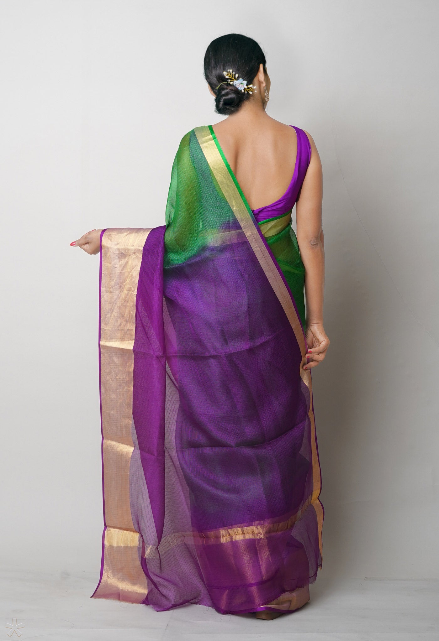 Buy Generic Women's Art Silk Saree with Contrast Blouse Piece (Purple with  Green Border) at Amazon.in