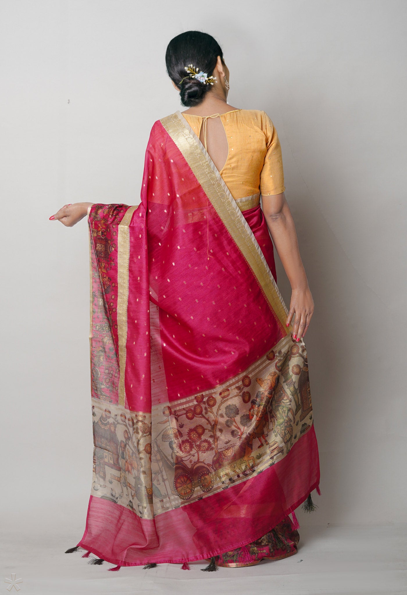 Red Dupion Digital Printed Banarasi Silk Saree