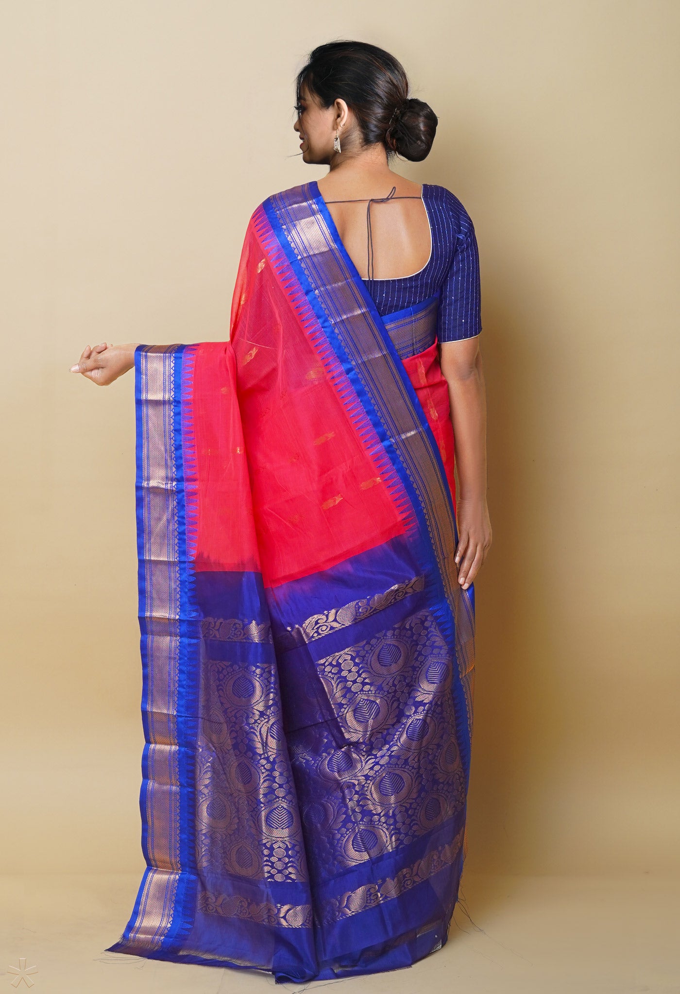 Pink Pure Handcrafted Gadwal cotton Saree