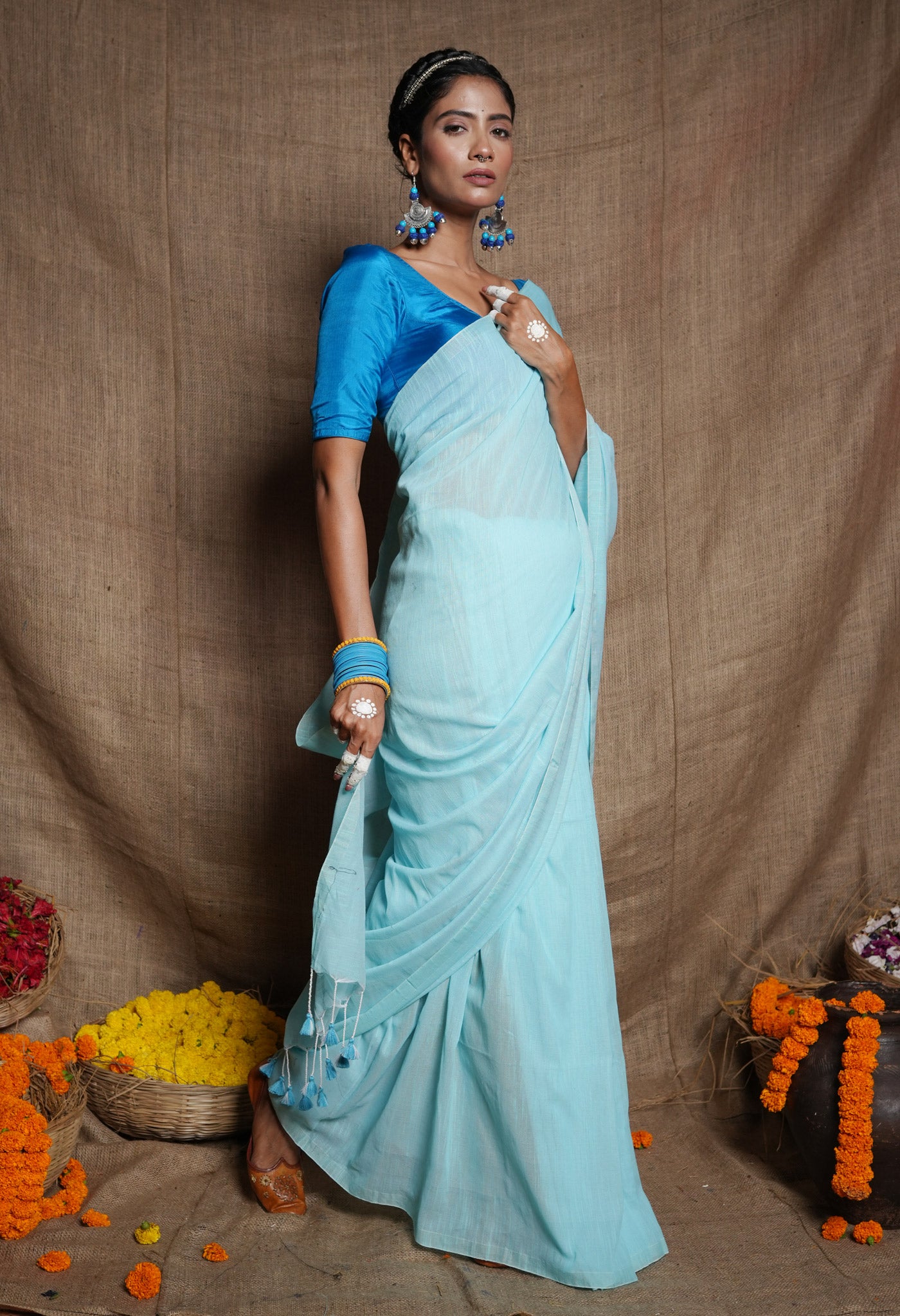 Blue Light Weight Skin Friendly Party Wear Plain Georgette Saree at Best  Price in Delhi | Chadha & Sons