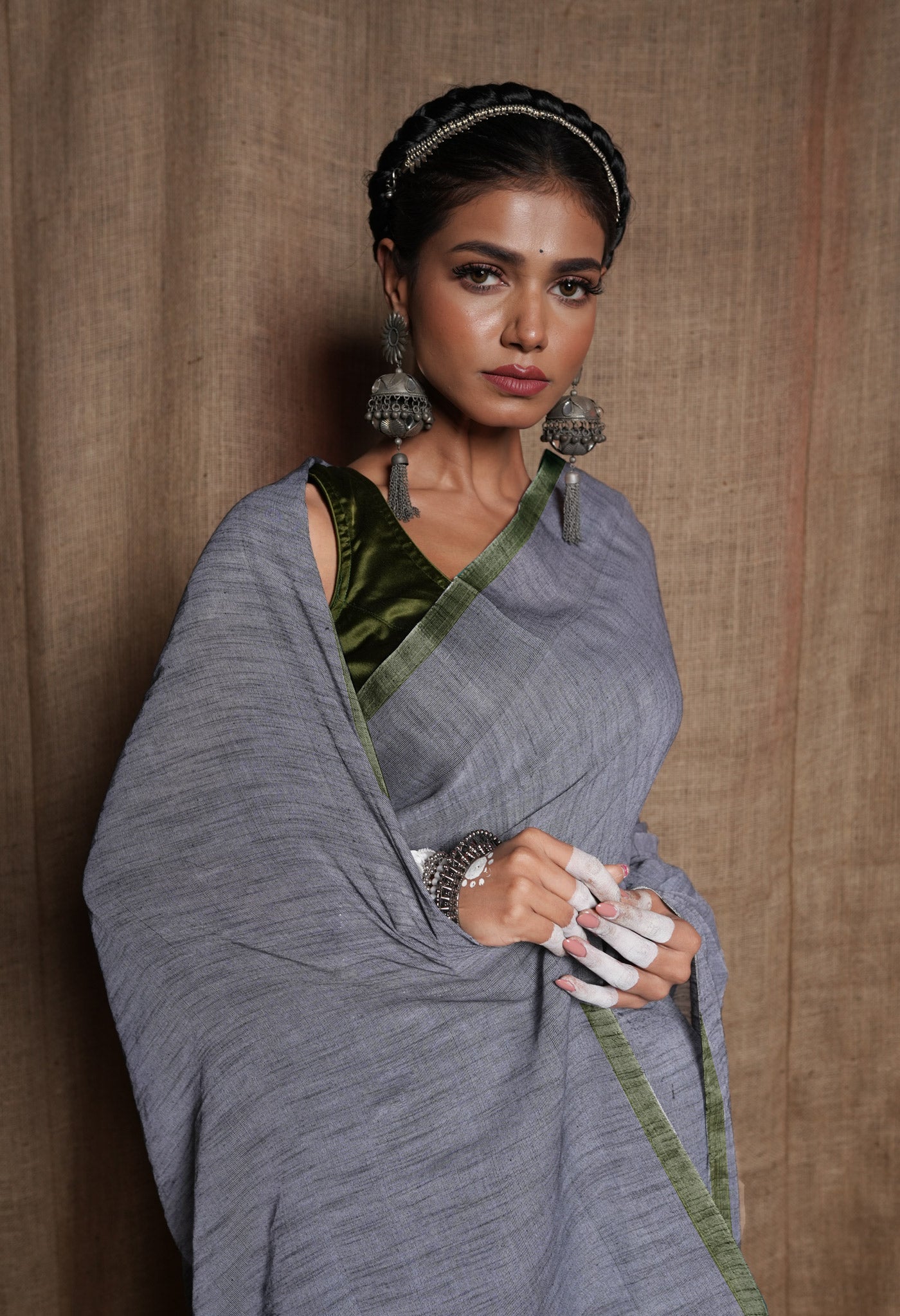 Buy online Women Grey Self Design Handloom Saree With Blouse from ethnic  wear for Women by Slagha for ₹700 at 81% off | 2024 Limeroad.com