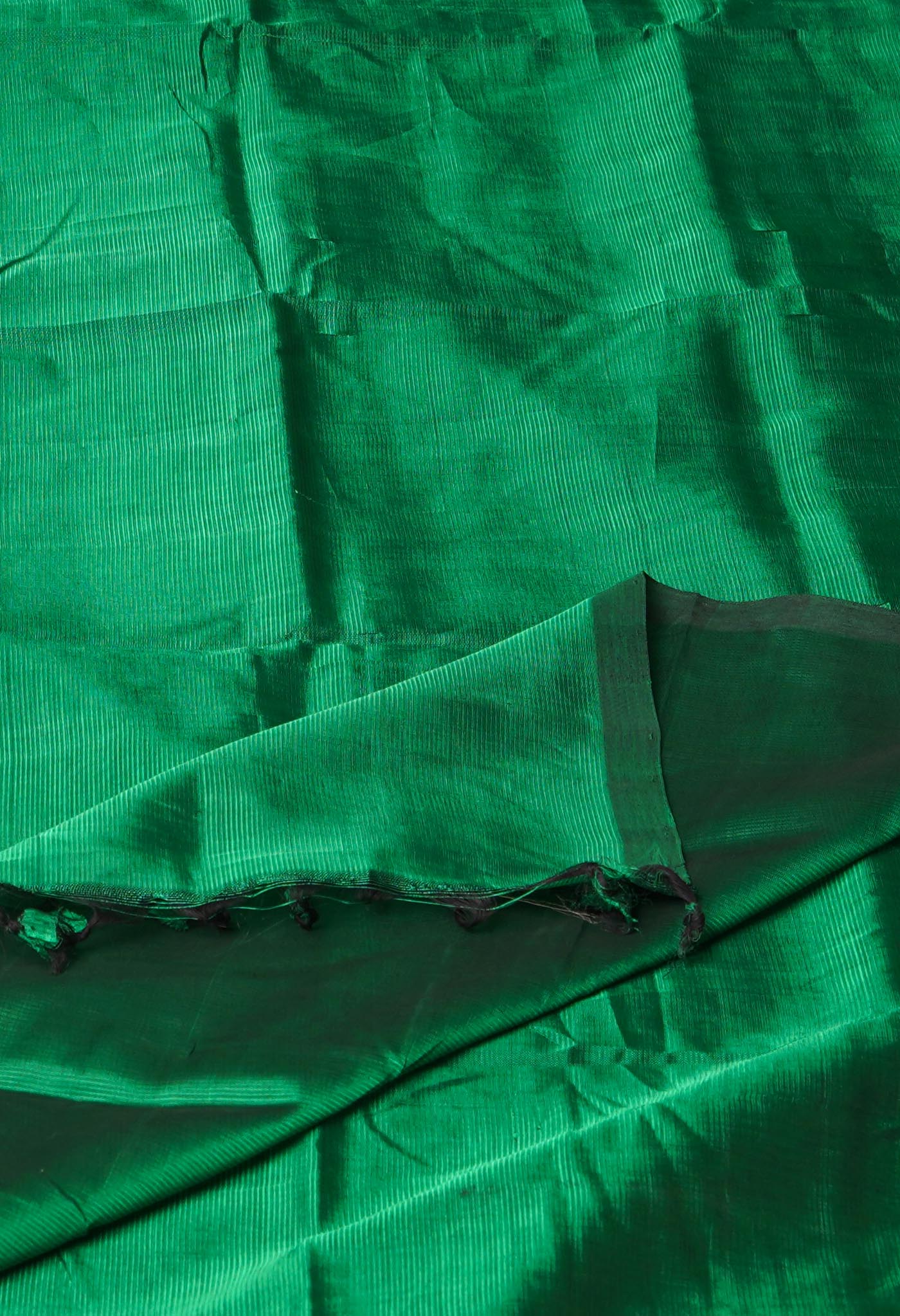 Dark Green Pure  Plain Mangalgiri Soft Silk Saree