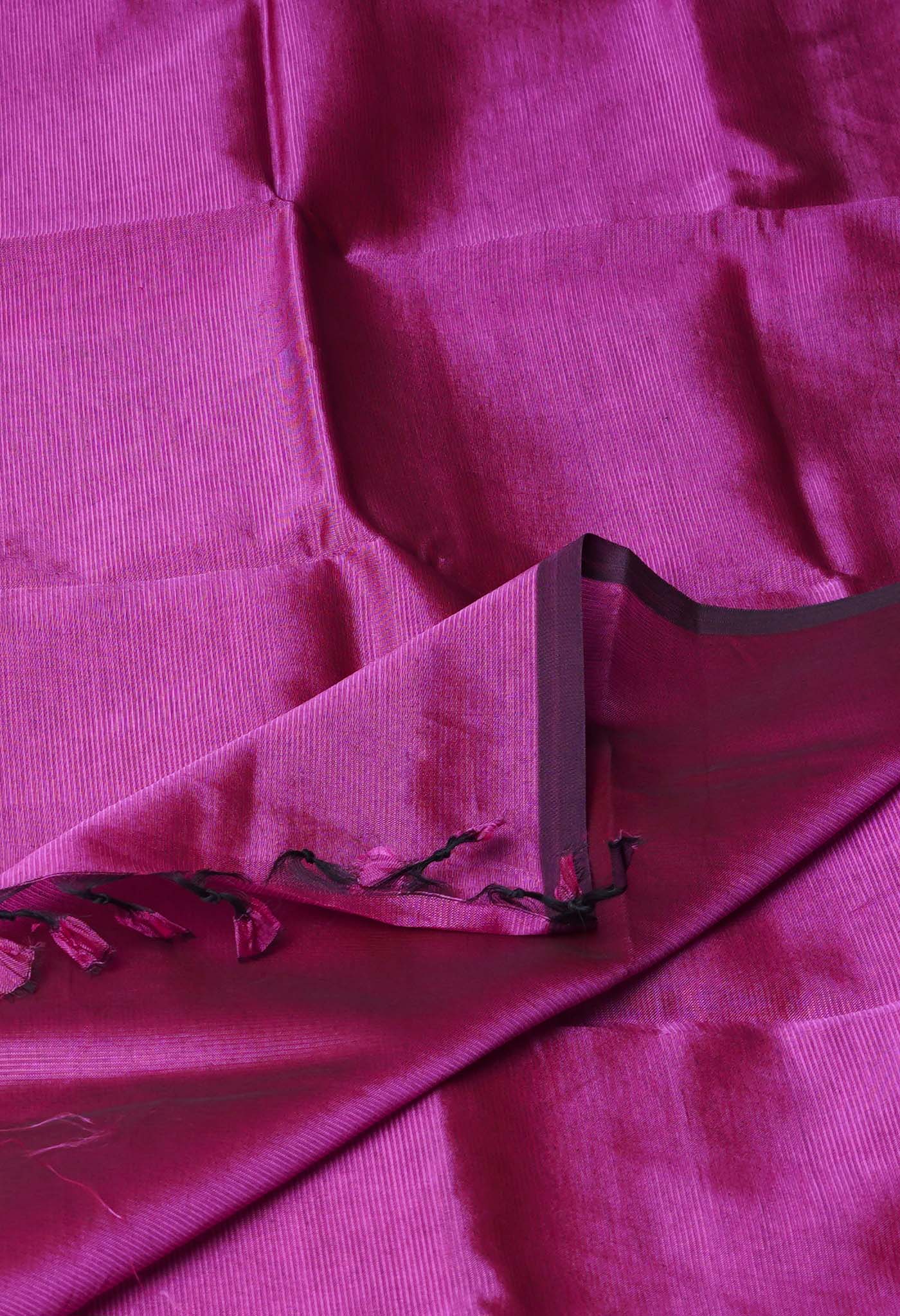 Dark Pink Pure  Plain Mangalgiri Soft Silk Saree