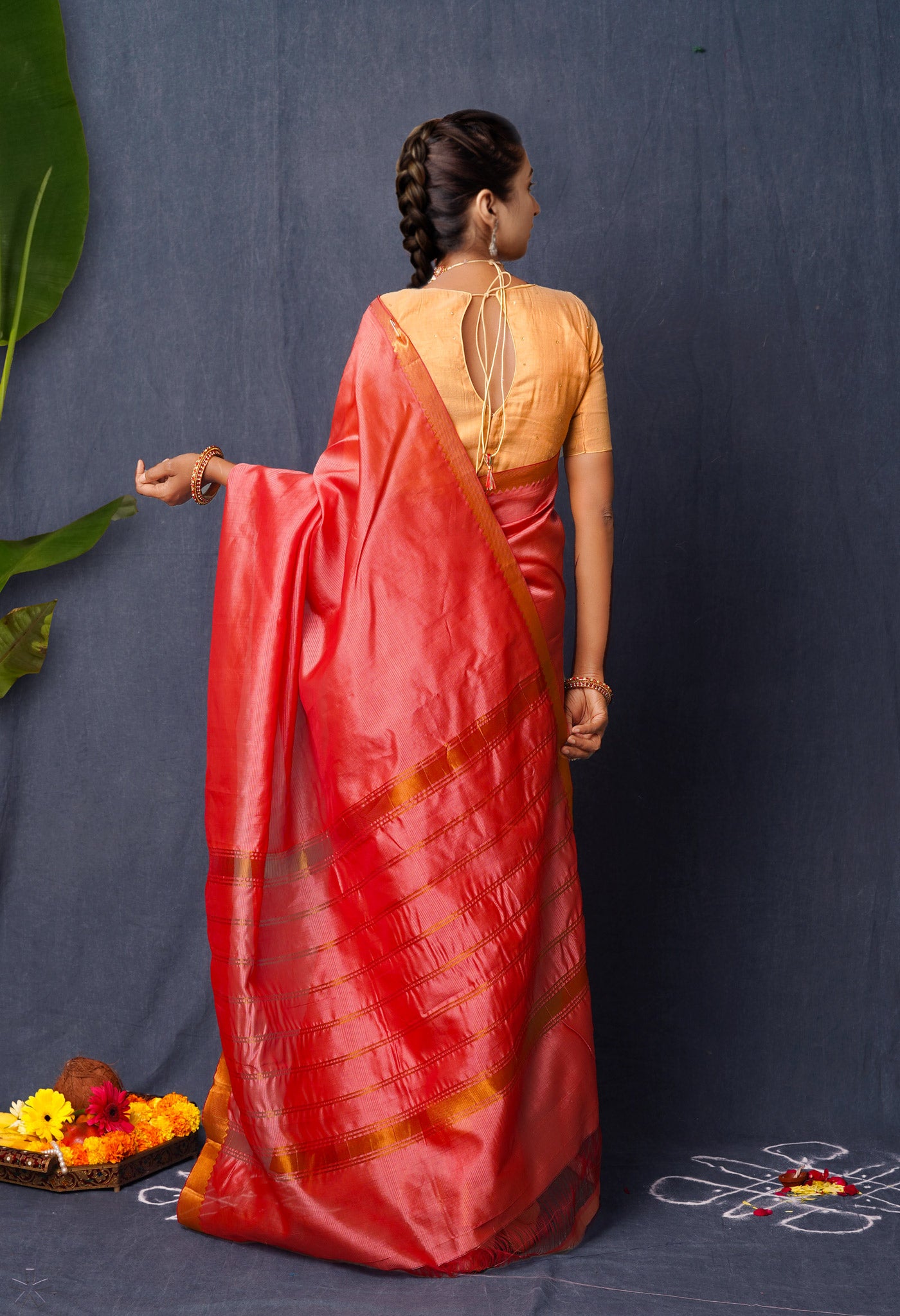 Red Pure  Mangalgiri Soft Silk Saree